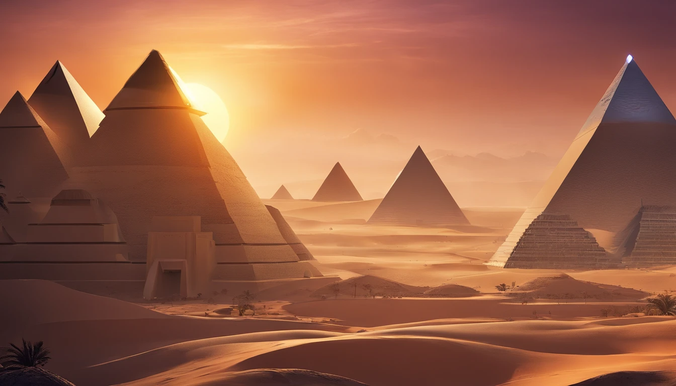 Egypt,Pyramids,Evening glow,sandstorm