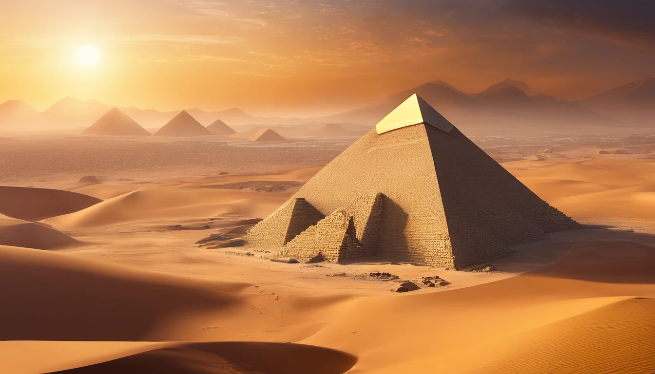 Egypt,Pyramids,Evening glow,sandstorm