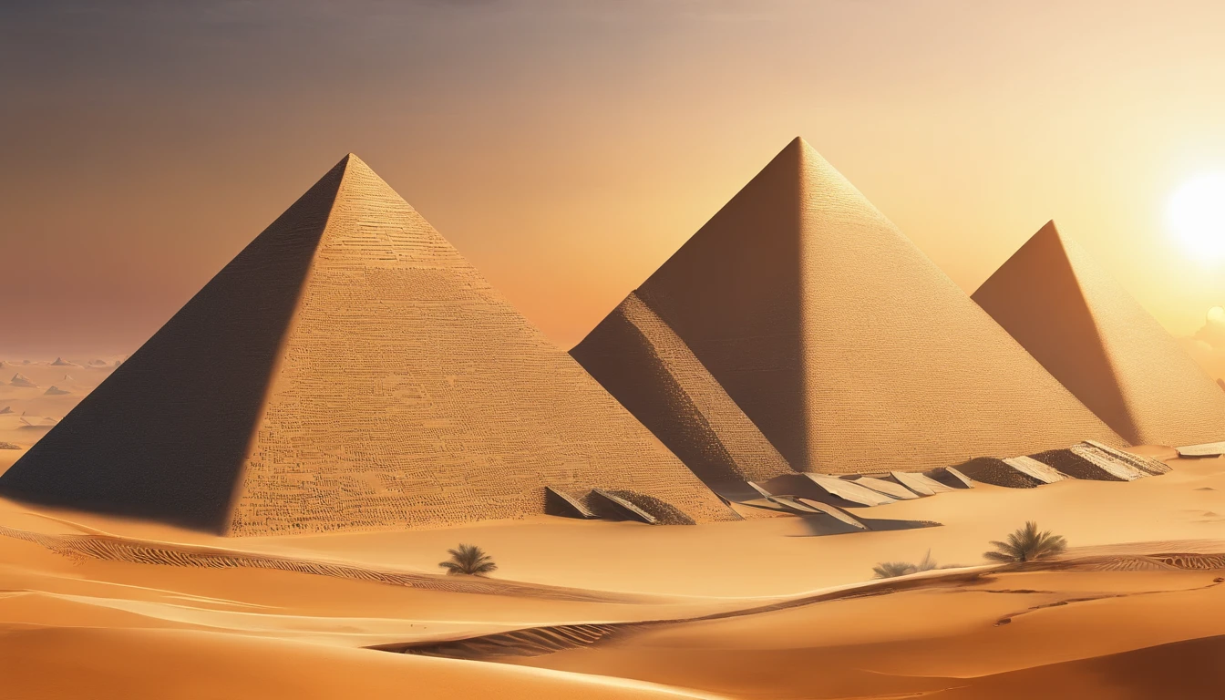 Egypt,Pyramids,Evening glow,sandstorm