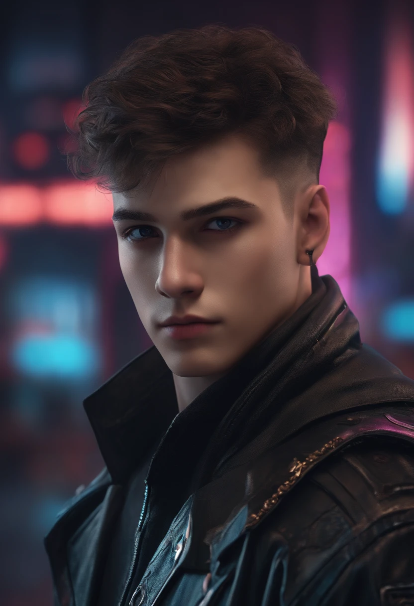 Change background cyberpunk handsome boy, realistic face, 8k, ultra realistic,