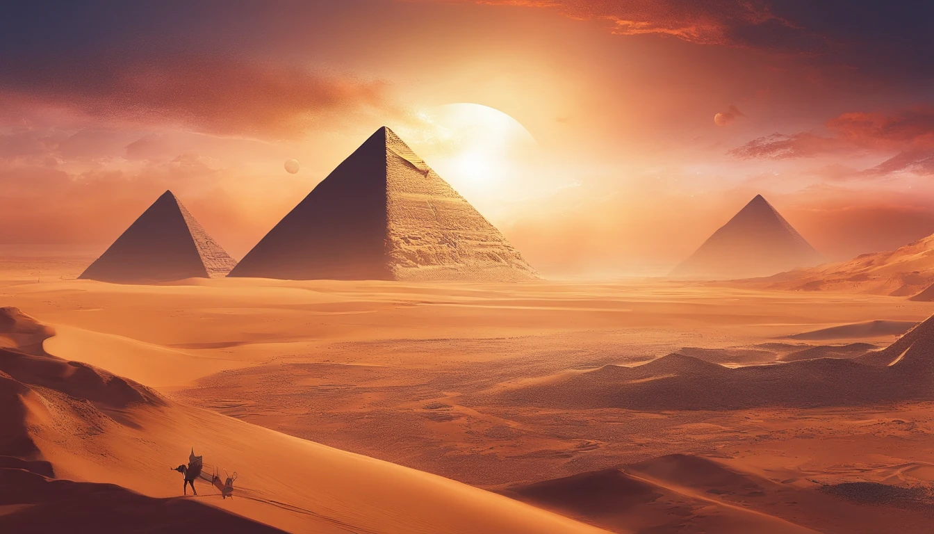 Egypt,Pyramids,Evening glow,sandstorm