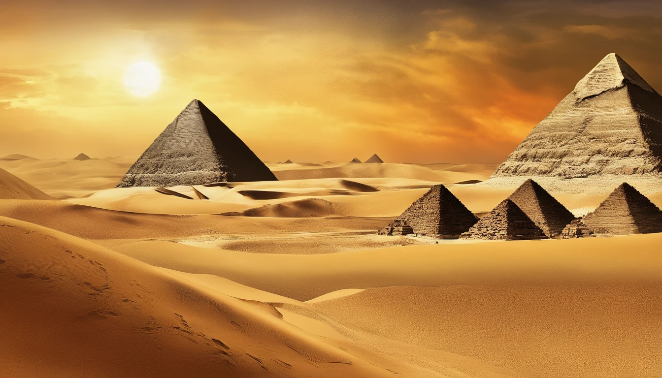 Egypt,Pyramids,Evening glow,sandstorm