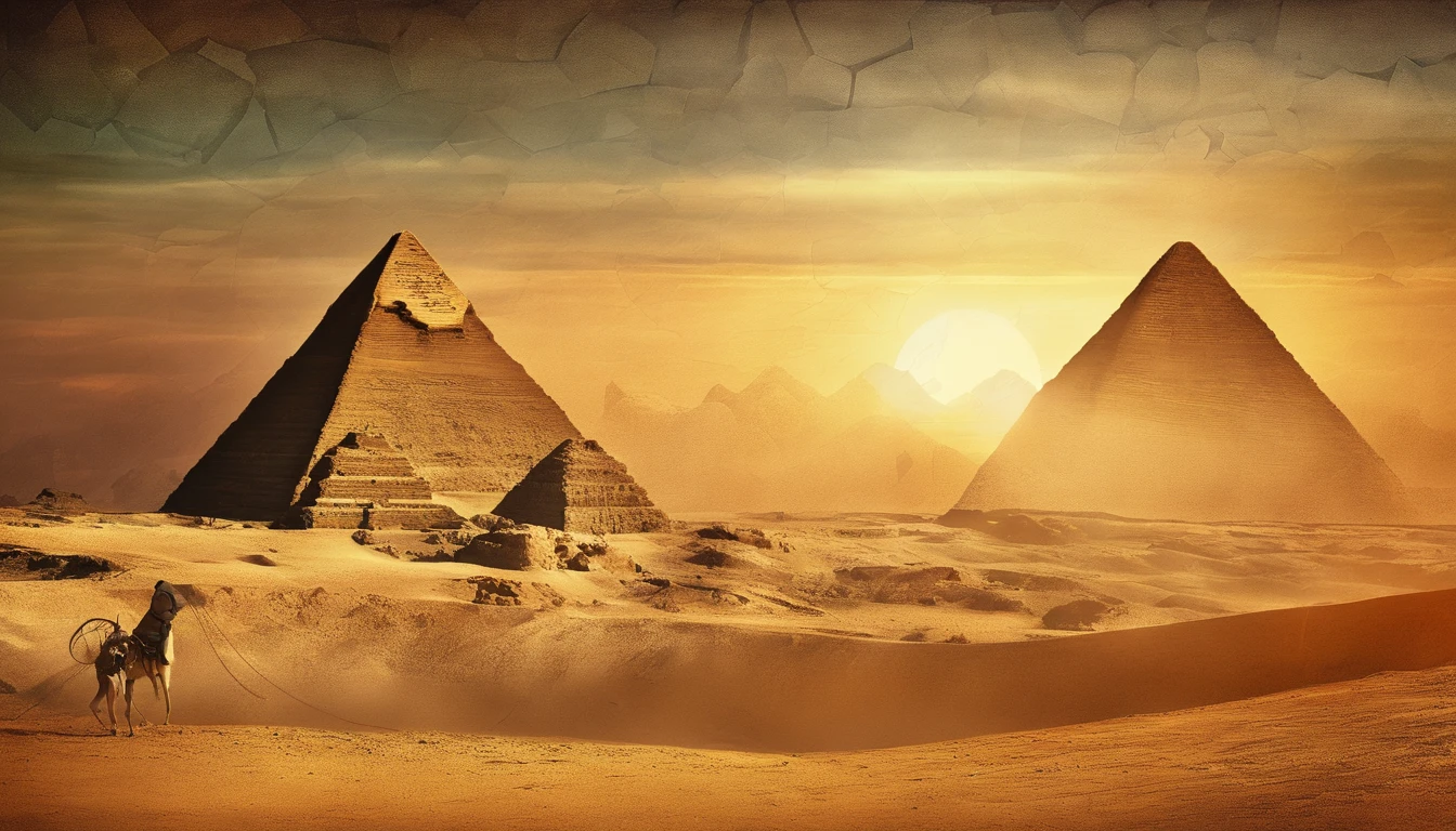 Egypt,Pyramids,Evening glow,sandstorm