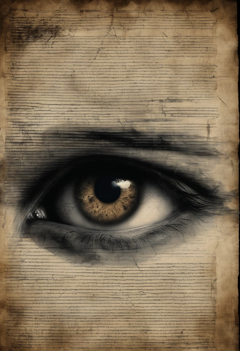 A spooky roll of parchment，An eye that peeks into the dark