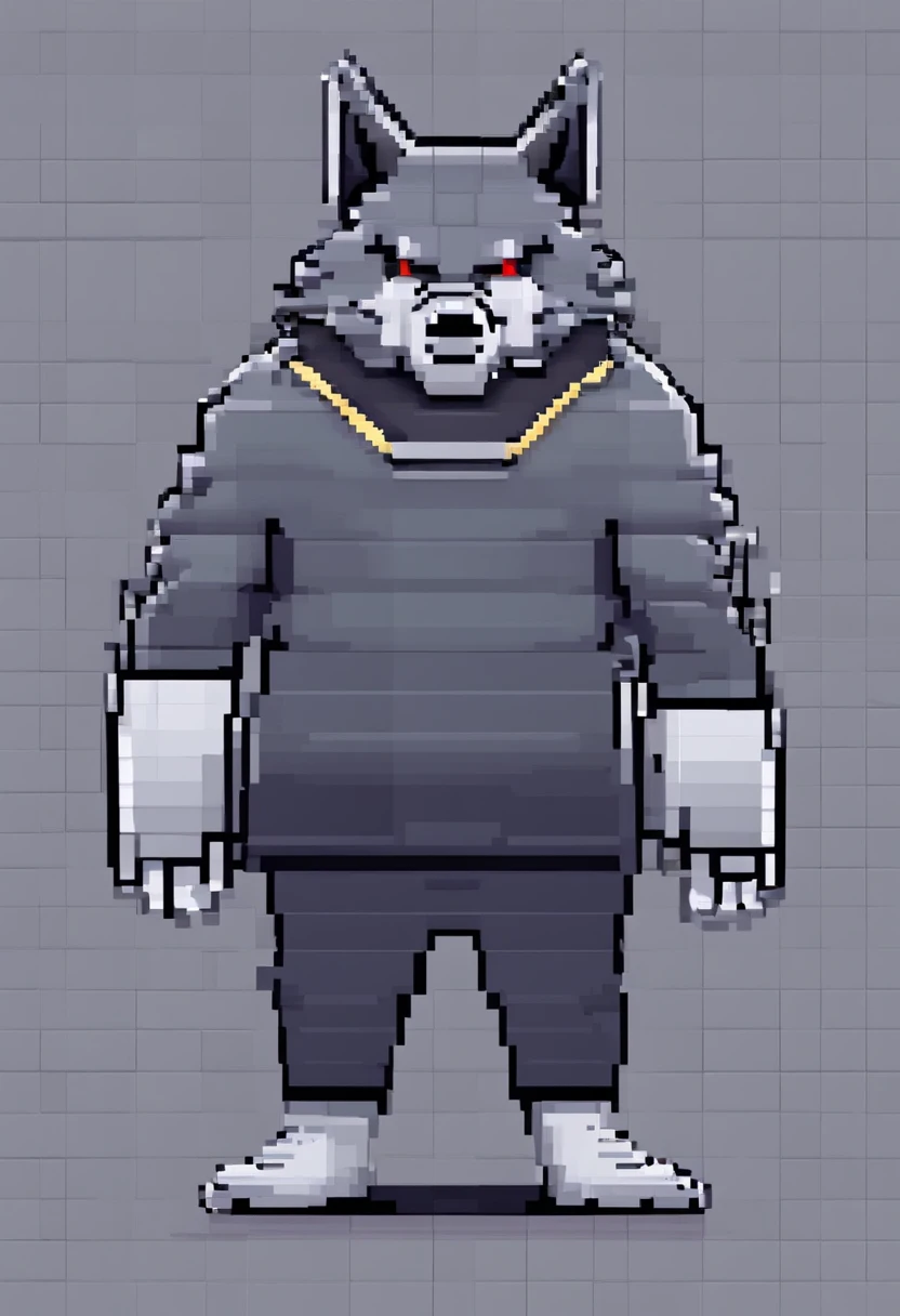 suigi, wolf, grey fur, chubby, thick thighs, barazoku, huge ass, solo, back view, balls, clapping ass, teasing