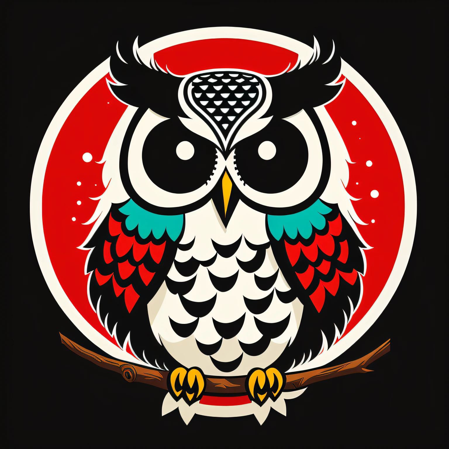coruja mascote caveira estilo, design de camisetas, super fofo, 2D, vetor, plano