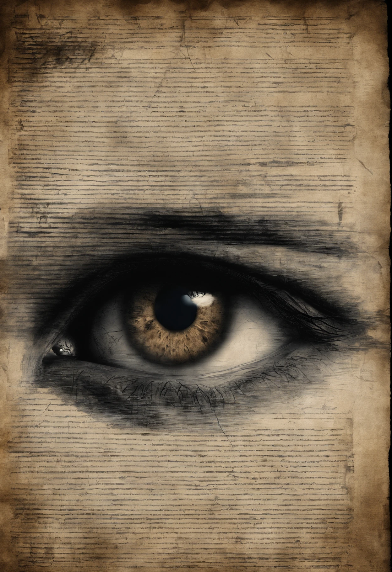 A spooky roll of parchment,An eye that peeks into the dark