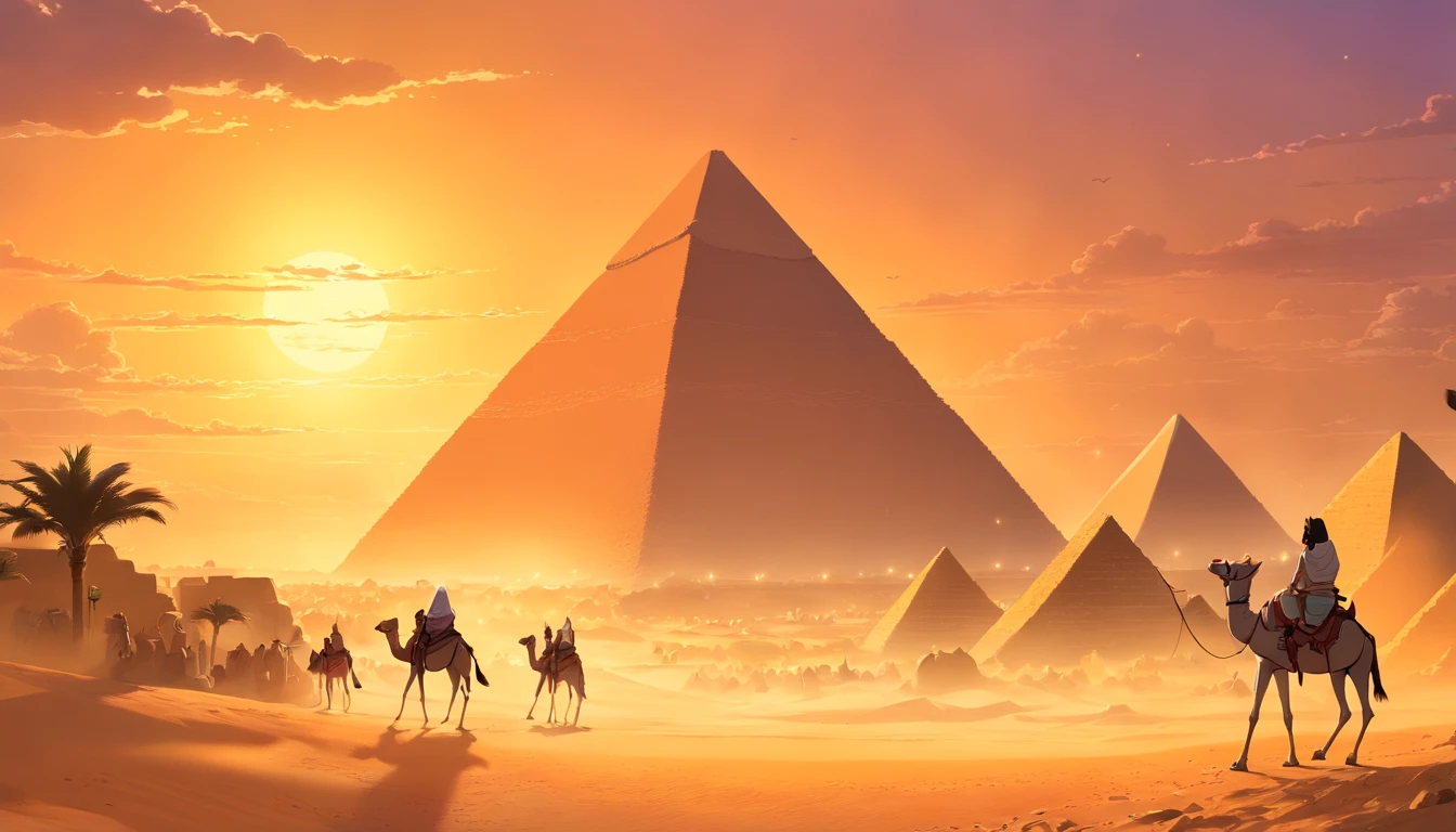 Egypt,Pyramids,Evening glow,sandstorm