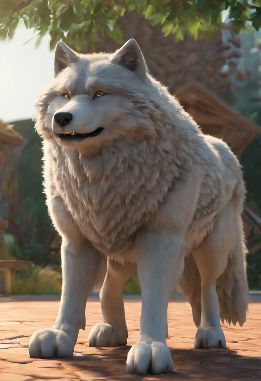 suigi, wolf, grey fur, chubby, thick thighs, barazoku, huge ass, solo, back view, balls,