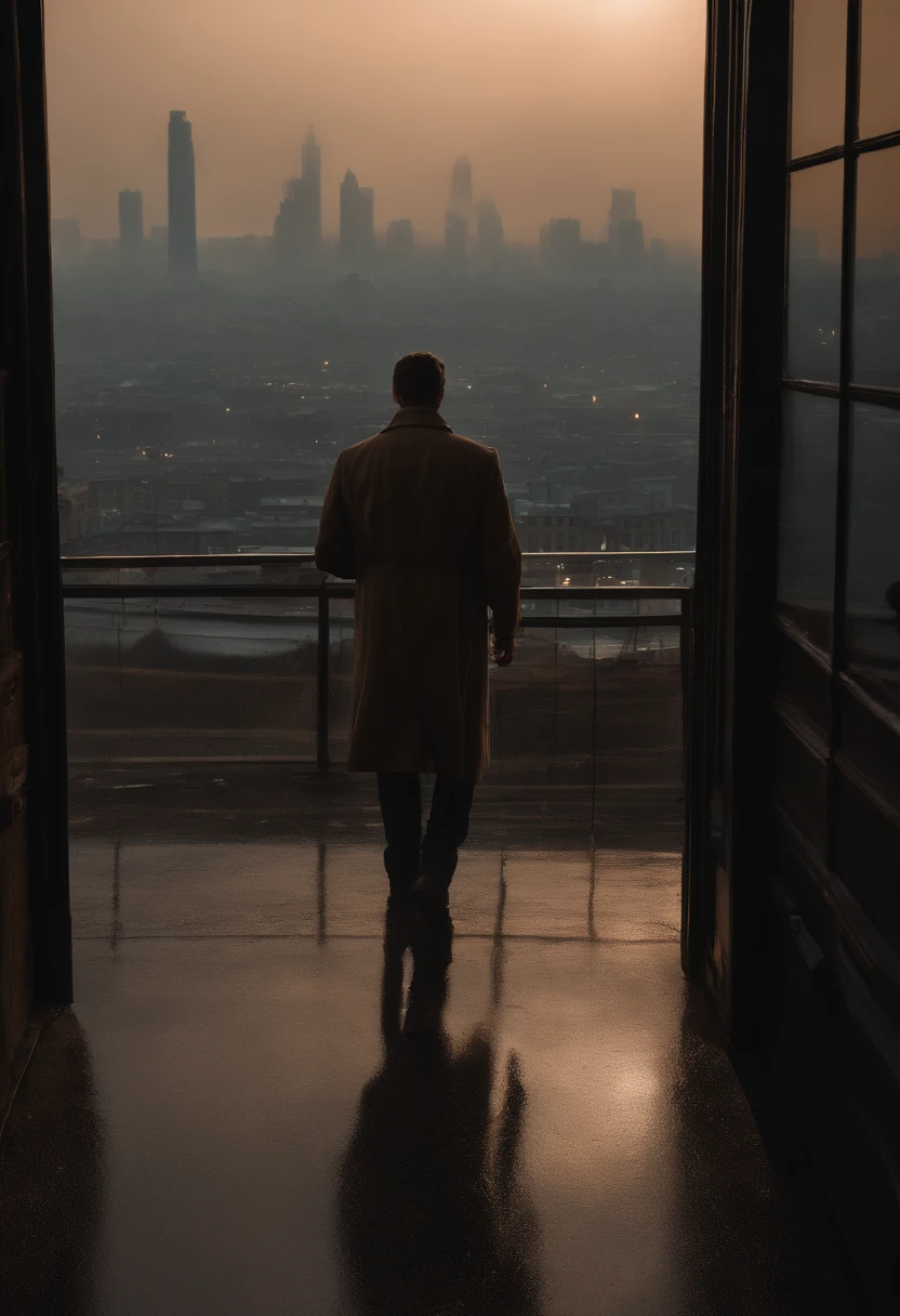 "Joe, the enigmatic protagonist of Blade Runner 2049, finds himself standing at the edge of a bustling metropolis. As he gazes into the neon-lit cityscape beneath a stormy, smog-filled sky, he notices a decrepit building in the distance. Intrigued by its mysterious aura, Joe decides to venture inside. Unbeknownst to him, deep within its walls lies a hidden laboratory, where cutting-edge AI technology allows him to generate vivid images of memories from his past. As he steps through the dilapidated doorway, Joe's mind begins to wander back to a time when he was , growing up in a distant, serene countryside. With each image that materializes before him, he unravels fragments of his forgotten past, piecing together the puzzle of his own existence. Write a scene depicting Joe's exploration of this AI-generated memory landscape, where he encounters an unexpected figure from his past, leading him closer to uncovering his true identity."