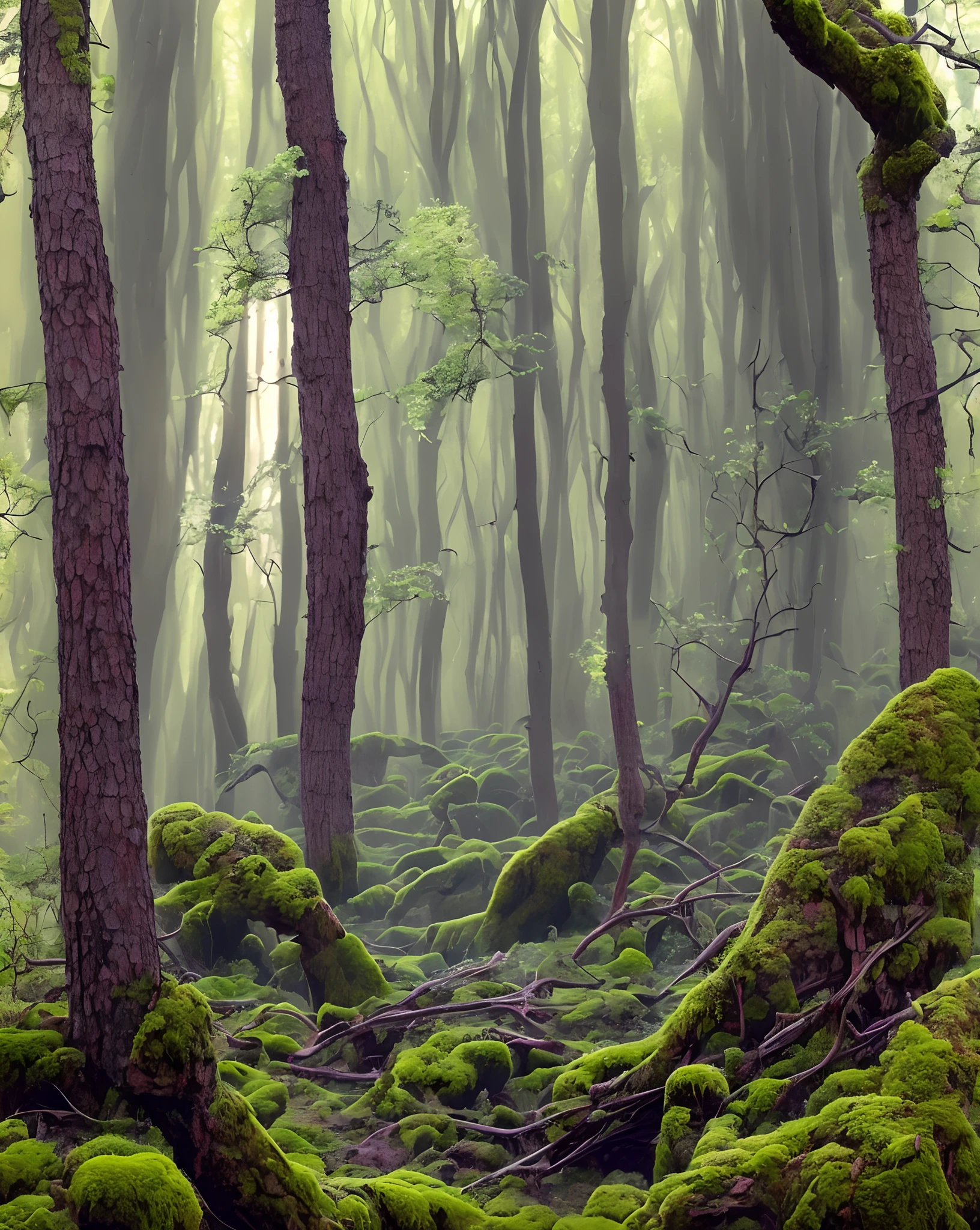 enchanted forest ancient trees with gnarled branches stretch towards the heavens| leaves shimmer with an otherworldly iridescence| casting an enchanting glow on the mossy undergrowth| air is perfumed with the scent of blooming| Illuminated by the dappled sunlight| magic pulses in the very air you breathe| inviting you to explore its secrets and unlock the wonders that dwell within` --auto --s2