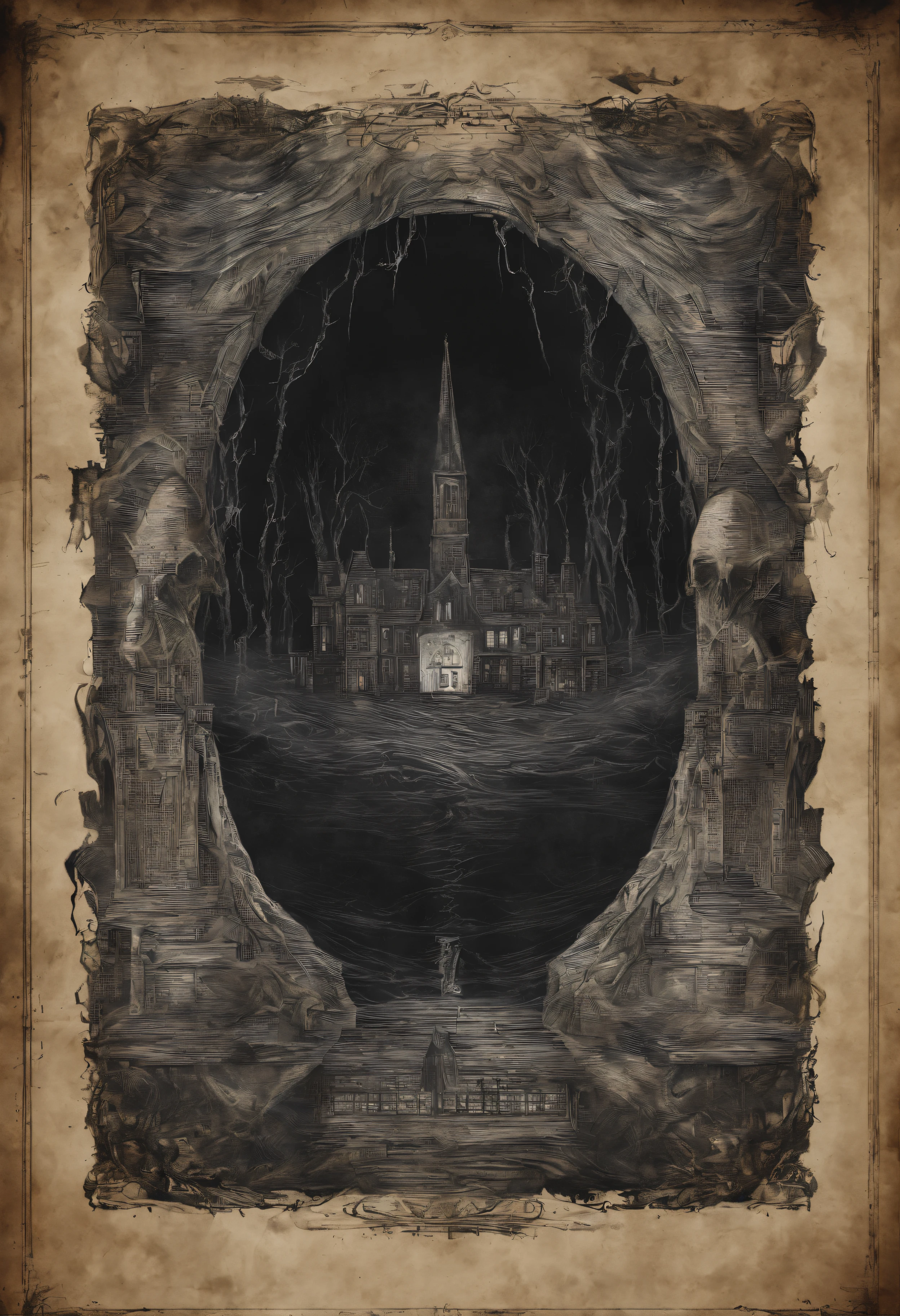 A spooky roll of parchment,An eye that peeks into the dark