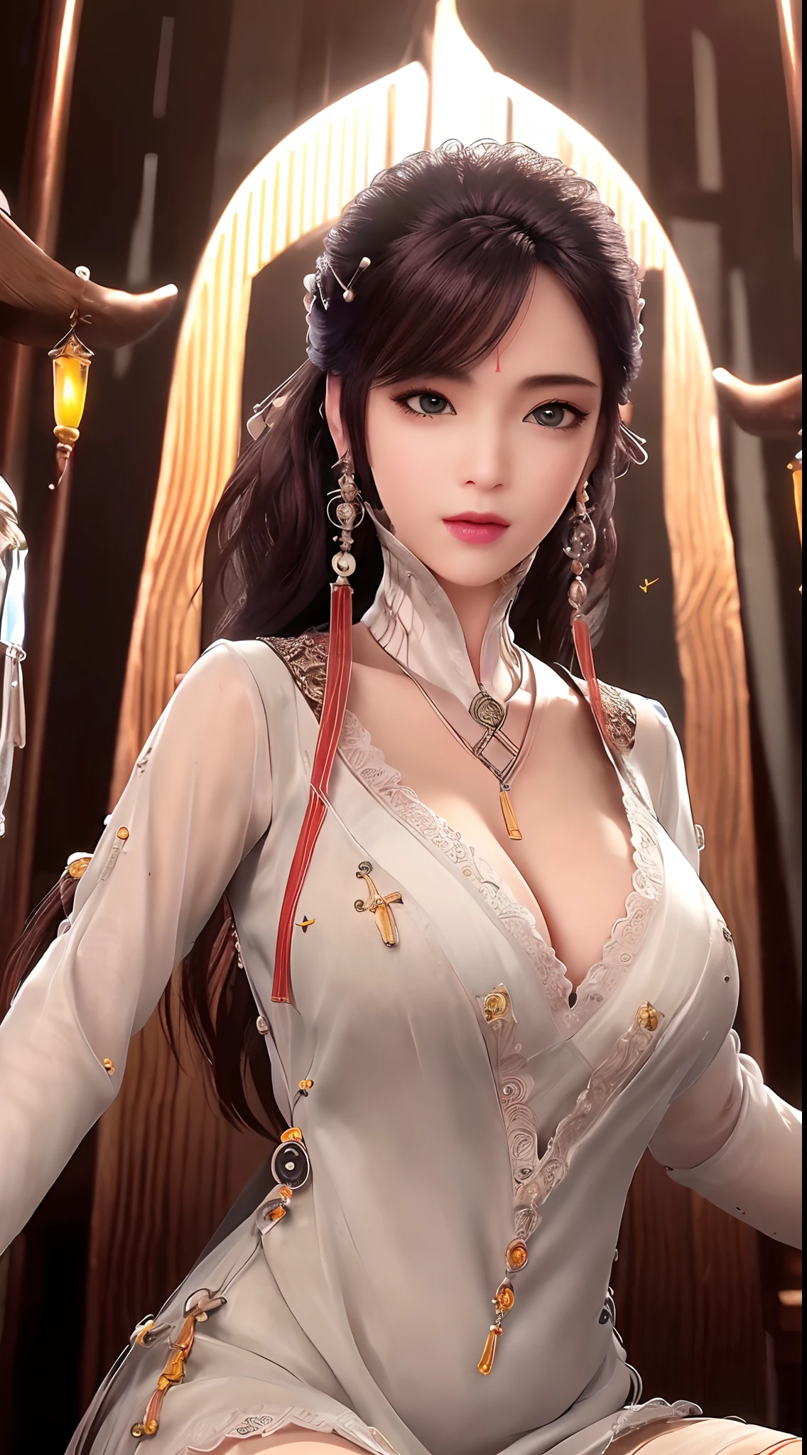 "(((1 beautiful and super sexy:1.8))), 20 year old young girl, ((wearing a transparent silver nightgown with sexy white lace trim:1.7)), (((Transparent nightgown can see each part of the sexy girl's body:1.7))), ((a dress with diamonds:1.7)), ((long black hair:1.6)), jewelry elaborately made from precious stones and beautiful hair, the noble, noble style of an extremely beautiful girl, her small face is super cute, her face is very pretty, thin eyebrows, flawless beautiful face, ((black eye pupils: 0.8)), very beautiful eyes, ((silver eyes: 1.6)), (((big round eyes:1.6))), nice makeup and hair detailed eyelashes, steamy eye makeup, high nose, earrings, red lips, ((closed mouth: 1.5)) beautiful lips, slim hands, most beautiful thighs, ((arms spread out to the sides: 1.5)), rosy face, clean face, flawless beautiful face, smooth white skin, (big breasts: 1.5)), ((high breasts: 1.6)), tight breasts, beautiful cleavage, (((big breasts and super round: 1.8))), ((super tight breasts: 1.7)) , beautiful breasts, perfect body, back arms, chest out, ((sitting position with chest up and arms behind: 1.6)), ((open your legs:1.2)), don't be shy, 8k photo, super high quality, super realistic, super 10x pixels, optical, bright studio, bright edges, dual-tone lighting, (high-detail skin:1.2), super 8k, soft lighting, high quality, volumetric lighting, photorealistic, photorealistic high resolution, lighting, best photo, 4k, 8k quality, blur effect, smooth sharp, 10 x pixel, ((Beach at night and fireflies background:1.5)), aurora, lightning, super graphics realistic, most realistic graphics, 1 girl, alone, solo, Extremely sharp image, surreal, (((frontal portrait: 1.5)))."