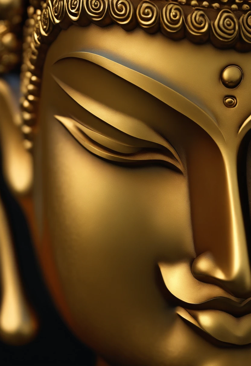 A super close up of Siddhartha Buddha's face, hyper realistic, detailed brass Texture,  hyper detailed, masterpiece, photorealistic,8k.