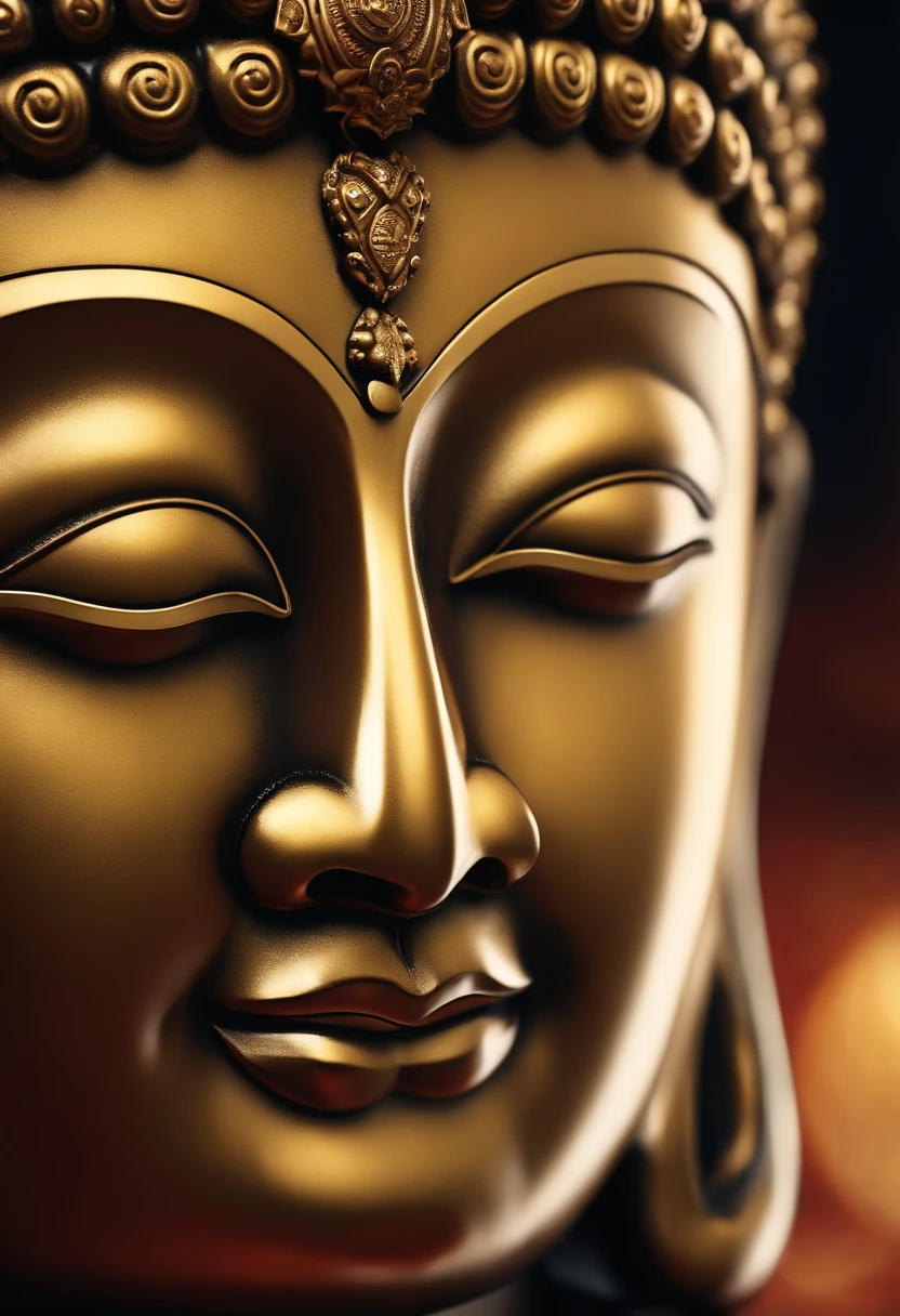 A super close up of Siddhartha Buddha's face, Buddha face with perfect proportions, hyper realistic, detailed brass Texture, hyper detailed, masterpiece, photorealistic,8k.