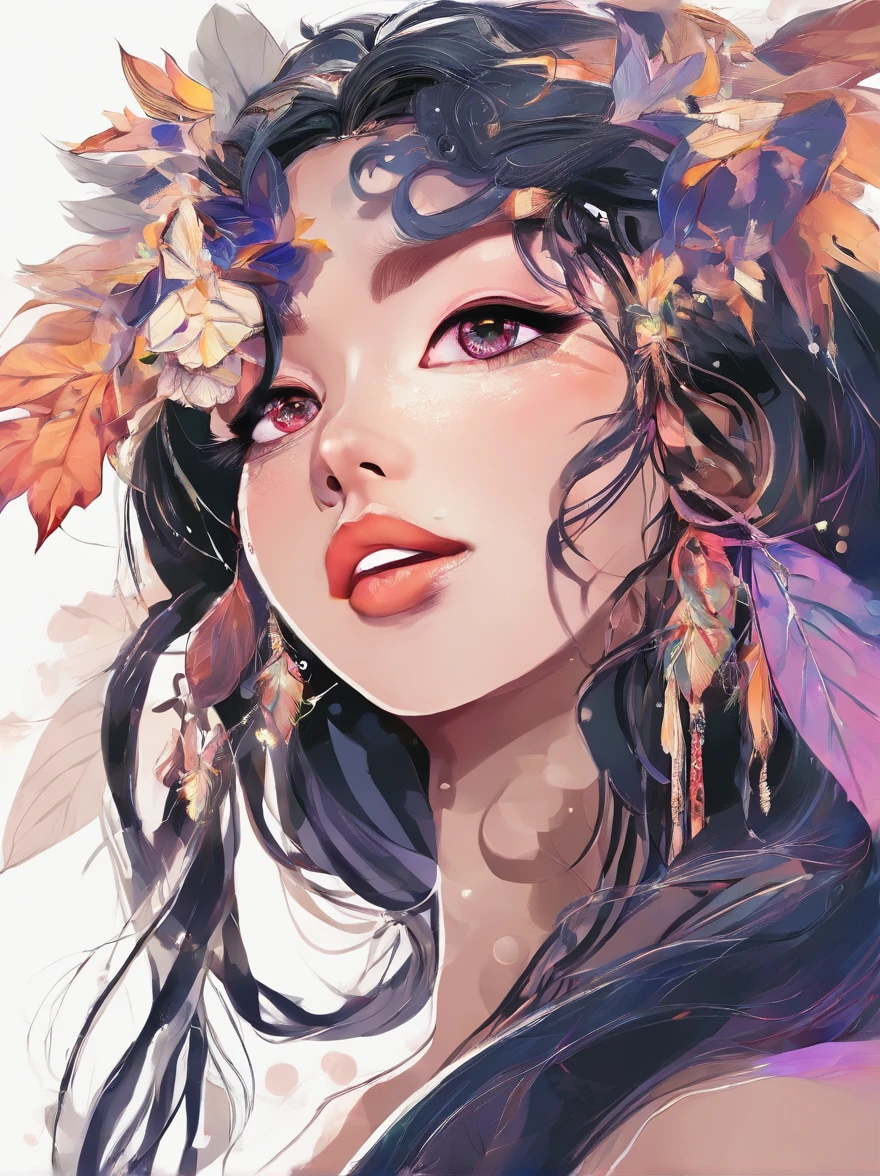 White face and white head,European woman holding autumn leaves,Close-up of the front of the face,closeup of face,Precise structure,The facial features are focused and precise, beautiful fantasy portrait, beautiful fantasy art portrait, Beautiful surreal portrait, fantasy portrait, fantasy art portrait, detailed matte fantasy portrait, portrait of a dark fantasy nymph, Asian goddess, Beautiful digital artwork, gorgeous digital art,Background fantastic black surreal,Beautiful young goddess,Colors are highly saturated and harmonious, Fantasy art Behance,Cinematic light and shadow,high-definition HDR