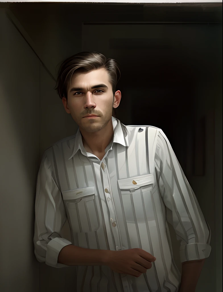 man, portrait, modeling, photo, empty background, masterful composition