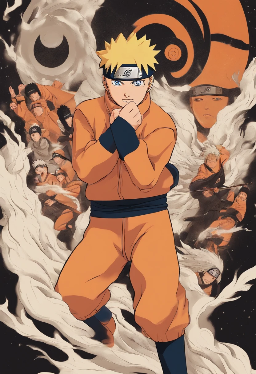 "Create a breathtaking movie poster inspired by Masashi Kishimoto's Naruto, showcasing the legendary Naruto Uzumaki in all his glory."