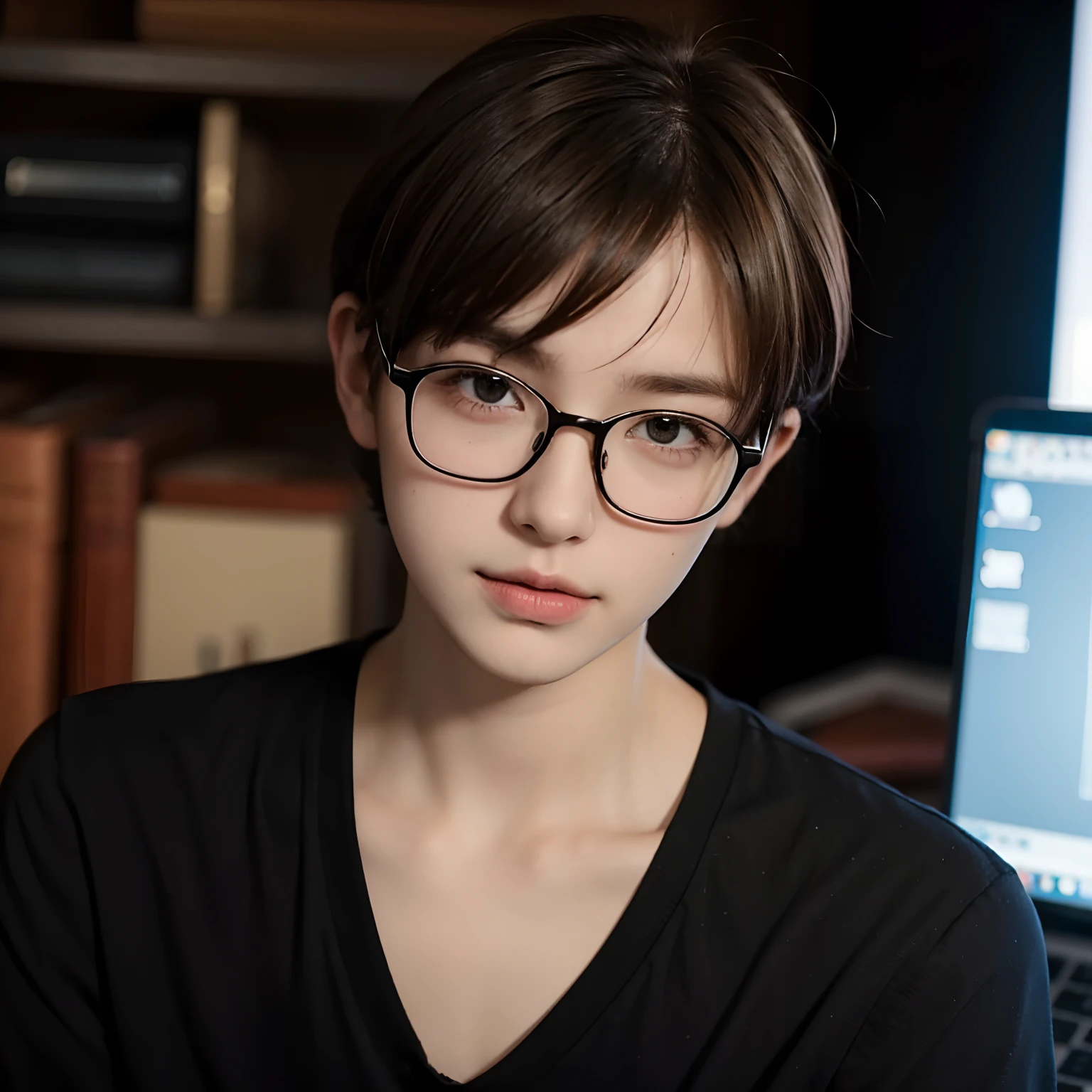 brother, Gentle, Cute, Boy, Brunette glasses, scienc, computer science, Short hair