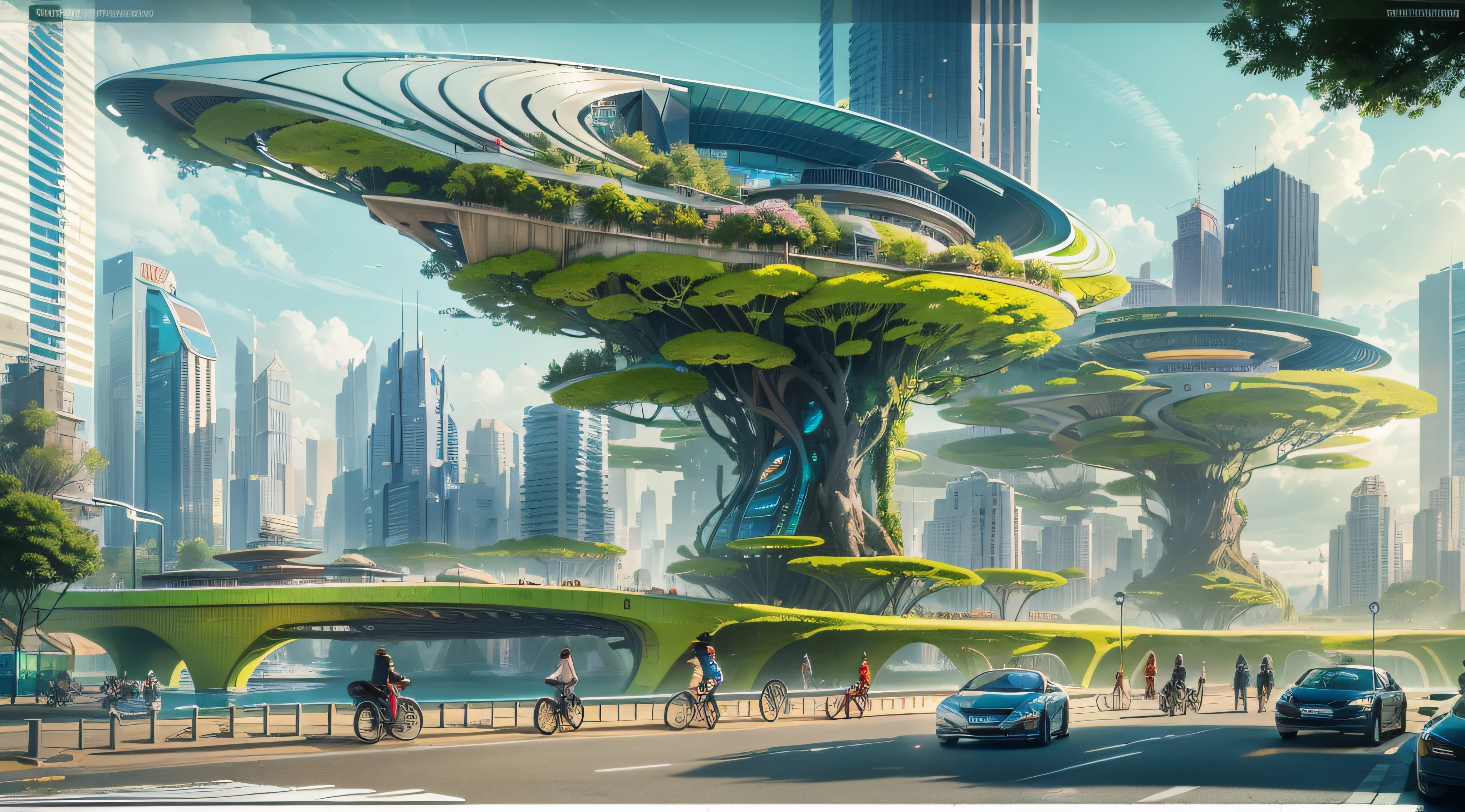 (Best quality,4K,8K,A high resolution,Masterpiece:1.2),Ultra-detailed,(Realistic,Photorealistic,photo-realistic:1.37),Futuristic floating city,Futuristic technology,Huge urban high-tech tablet platform,Airship,Floating in the sky,Futuristic city,Small airships around,High-tech hemispherical platform,Colorful lights,Advanced architecture,modernn architecture,skyscrapper,Access the cloud,Scenic beauty,view over city,Impressive design,Blend seamlessly with nature,energetic and vibrant atmosphere,Futuristic transportation system,Hanging parking,Transparent path,Lush greenery,Sky gardens,cascading waterfalls,Magnificent skyline,reflections on the water,Sparkling river,Architectural innovation,futuristic skyscrapers,Transparent dome,The shape of the building is unusual,Elevated walkway,Impressive skyline,Glowing lights,Futuristic technology,Minimalist design,Scenic spots,Panoramic view,Cloud Piercing Tower,Vibrant colors,epic sunrise,epic sunset,Dazzling light display,magical ambiance,The future city,Urban Utopia,LuxuryLifestyle,Innovative energy,sustainable development,Smart city technology,Advanced infrastructure,Tranquil atmosphere,Nature and technology live in harmony,Awesome cityscape,Unprecedented urban planning,Architecture connects seamlessly with nature,High-tech metropolis,A cutting-edge engineering marvel,The future of urban living,Visionary architectural concept,Energy-efficient buildings,Harmony with the environment,A city floating above the clouds,Utopian dreams become reality,The possibilities are endless,State-of-the-art transportation network,Green energy integration,Innovative materials,Impressive holographic display,Advanced communication system,Breathtaking aerial view,Quiet and peaceful environment,Modernist aesthetics,Ethereal beauty