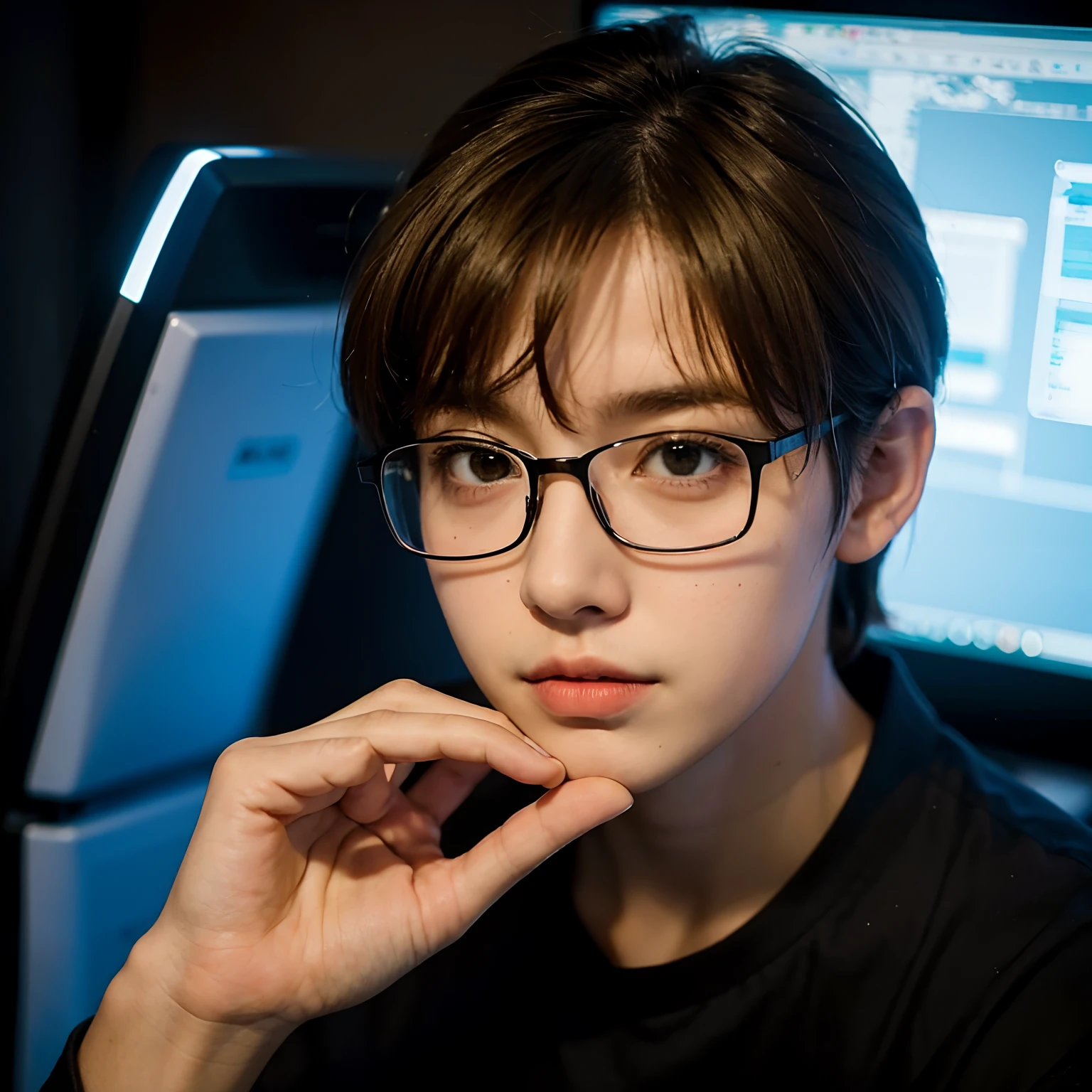 brother, Gentle, Cute, Boy, Brunette glasses, scienc, computer science, Short hair