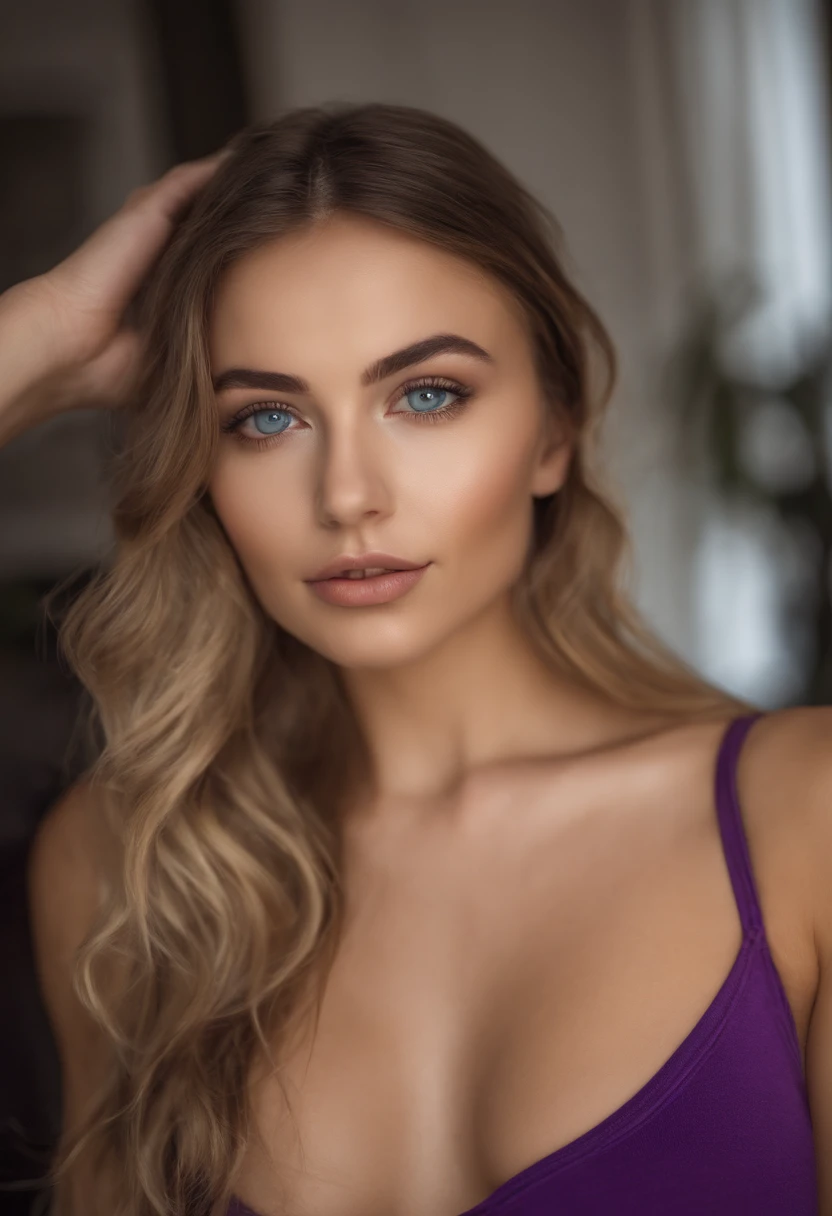Woman with matching tank top and panties, Sexy girl with blue eyes, portrait sophie mudd, portrait corinna kopf, blonde hair and large eyes, Selfie einer jungen Frau, Augen im club Violet Myers, ohne Make-up, Natural makeup, Blick direkt in die Kamera, Gesicht mit Artgram, dezentes Make-up, Stunning full body shot, im Schlafzimmer, Spaltung