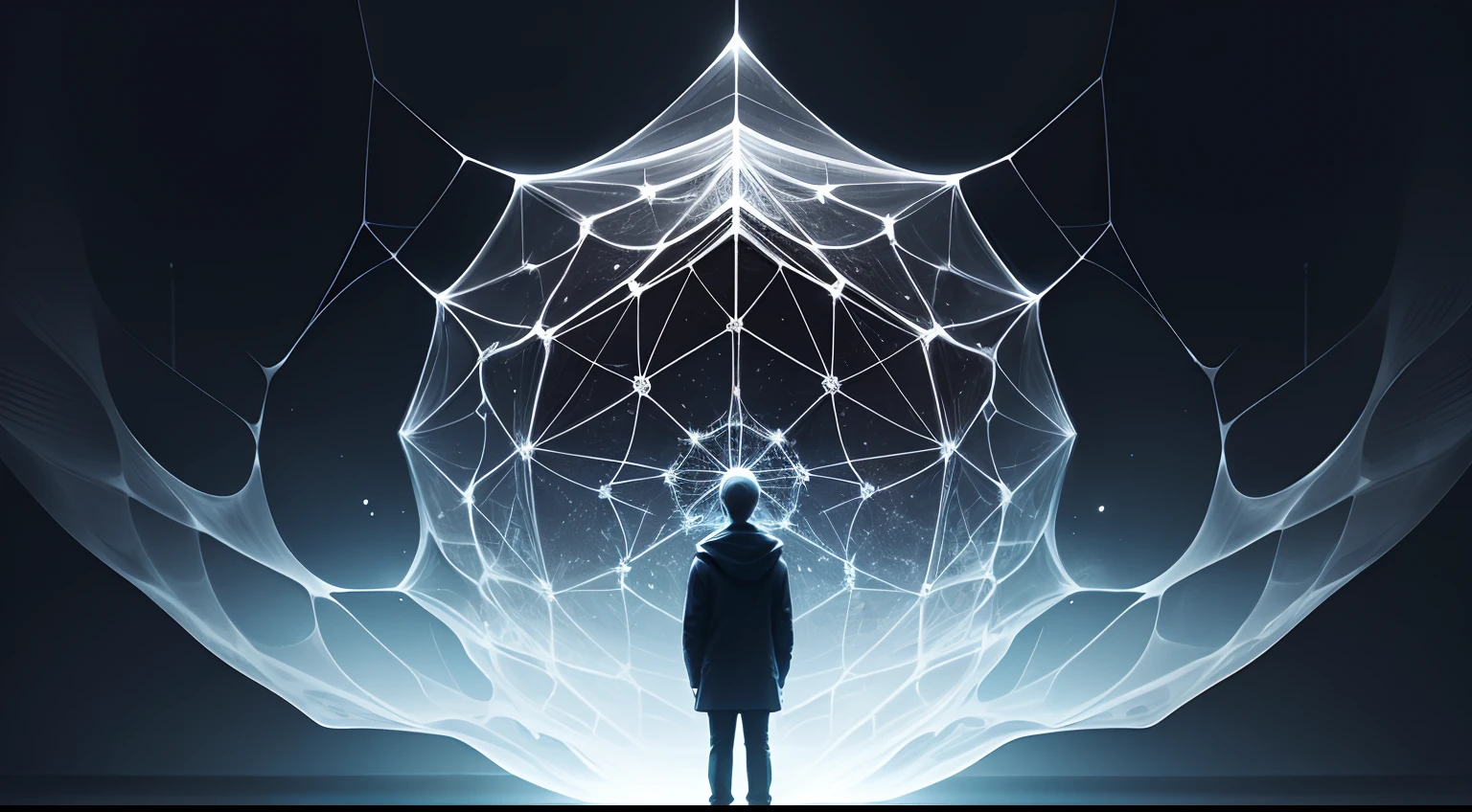 Depict a person standing with a clear, focused mind. They are looking at a complex situation, symbolized by a tangled web of abstract shapes. However, the person sees through the complexity and comprehends the situation with clarity. They are holding a transparent lens, signifying their ability to perceive the situation without distortion.