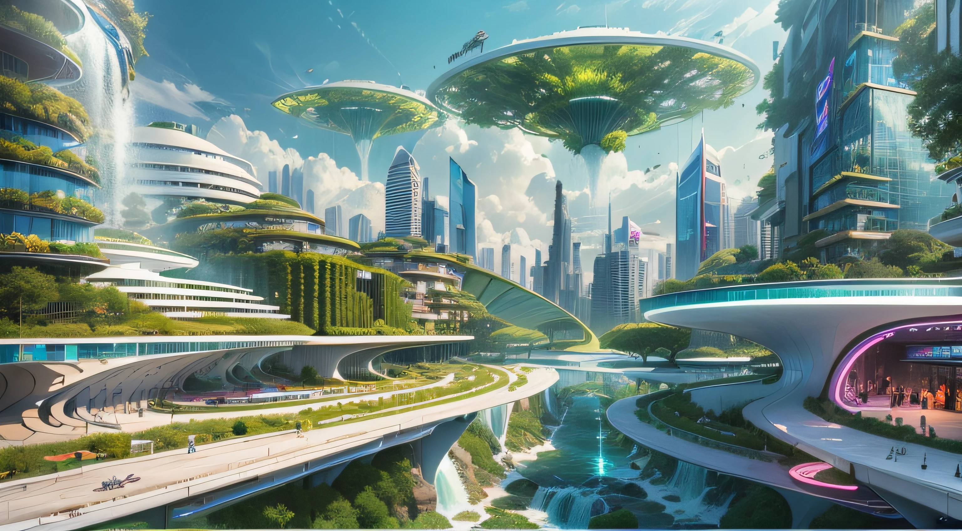 (Best quality,4K,8K,A high resolution,Masterpiece:1.2),Ultra-detailed,(Realistic,Photorealistic,photo-realistic:1.37),Futuristic floating city,Futuristic technology,Huge urban high-tech tablet platform,Airship,Floating in the sky,Futuristic city,Small airships around,High-tech hemispherical platform,Colorful lights,Advanced architecture,modernn architecture,skyscrapper,Access the cloud,Scenic beauty,view over city,Impressive design,Blend seamlessly with nature,energetic and vibrant atmosphere,Futuristic transportation system,Suspended parking,Transparent path,Lush greenery,Sky gardens,cascading waterfalls,Magnificent skyline,reflections on the water,Sparkling river,Architectural innovation,futuristic skyscrapers,Transparent dome,The shape of the building is unusual,Elevated walkway,Impressive skyline,Glowing lights,Futuristic technology,Minimalist design,Scenic spots,Panoramic view,Cloud Piercing Tower,Vibrant colors,epic sunrise,epic sunset,Dazzling light display,magical ambiance,The future city,Urban Utopia,LuxuryLifestyle,Innovative energy,sustainable development,Smart city technology,Advanced infrastructure,Tranquil atmosphere,Nature and technology live in harmony,Awesome cityscape,Unprecedented urban planning,Architecture connects seamlessly with nature,High-tech metropolis,A cutting-edge engineering marvel,The future of urban living,Visionary architectural concept,Energy-efficient buildings,Harmony with the environment,A city floating above the clouds,Utopian dreams become reality,The possibilities are endless,State-of-the-art transportation network,Green energy integration,Innovative materials,Impressive holographic display,Advanced communication system,Breathtaking aerial view,Quiet and peaceful environment,Modernist aesthetics,Ethereal beauty