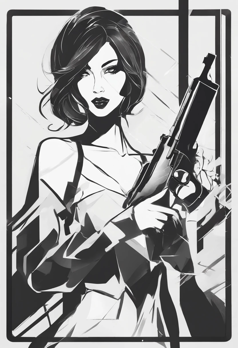 a woman in a black dress holding a gun in a nightclub, 8k high quality detailed art, beautiful digital artwork, deviantart artstation cgscosiety, stunning digital illustration, realistic digital art 4k, realistic digital art 4 k, glossy digital painting, realistic art style, 8 k realistic digital art, beautiful digital illustration, artwork in the style of guweiz