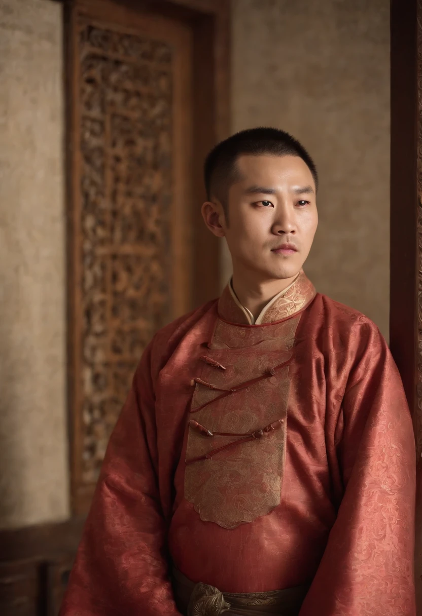 Collin Chou,With sunglasses,Costumes of the Tang Dynasty of the Republic of China,In a matrix-style scenario,Stand on the door frame,Bizarre and disorganized