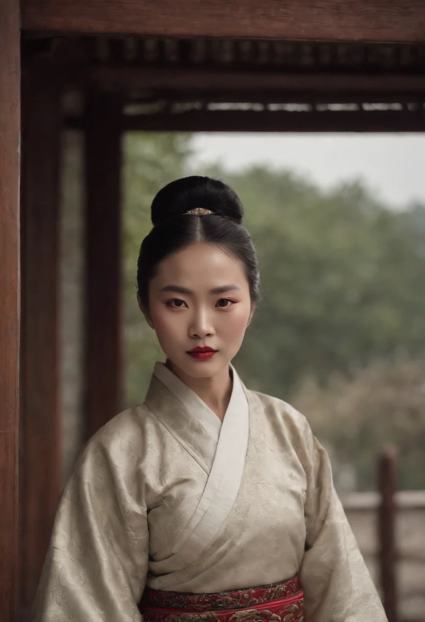 Ma,With sunglasses,Qing dynasty hemp costumes,Late Qing style street,Stand on the door frame,dark stormy clouds