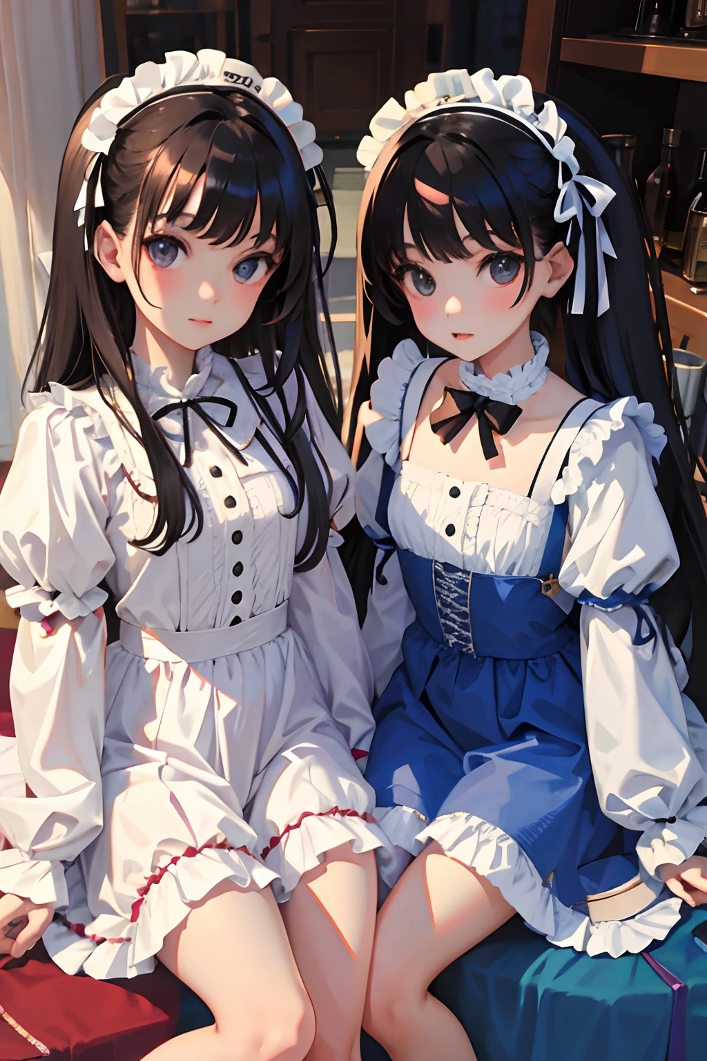 twinsies,child,(masterpiece,Highest Quality),Lolita clothes,A dark-haired