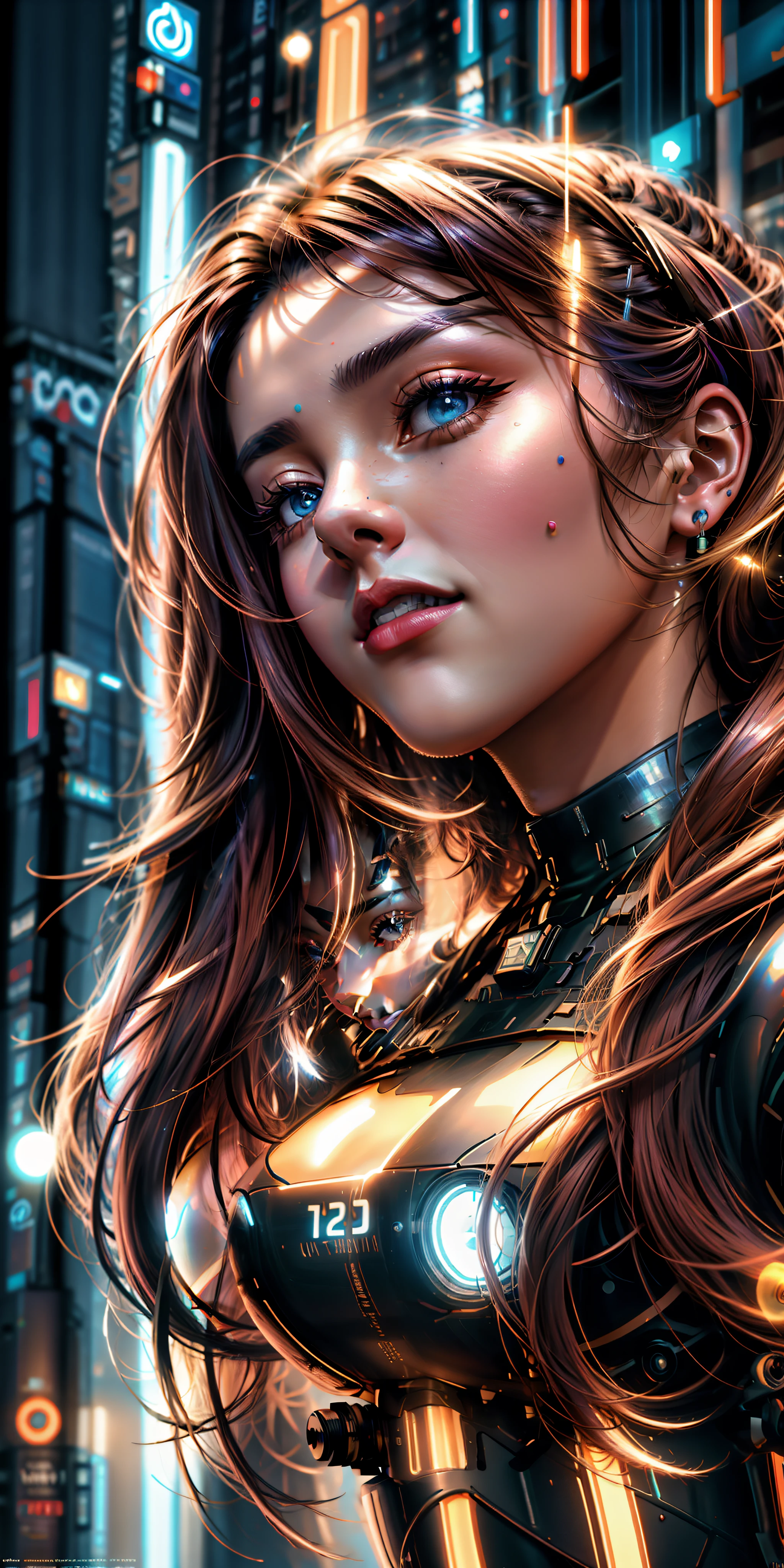 um close up de uma jovem com cabelo comprido olhando para cima, pintura digital ultra realista, Arte digital ultrarrealista, Por Irakli Nadar, arte digital muito realista, Amazing photorealistic graphics, belas imagens fotorrealistas, arte digital ultra realista, pintura digital hiper-realista, Pintura digital fotorrealista, Arte digital altamente realista, pintura digital hiper realista