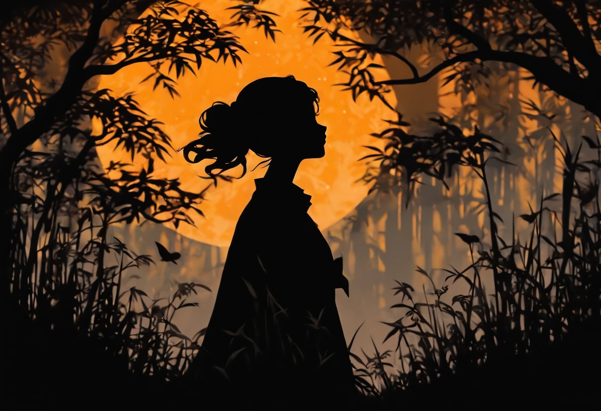 (Silhouette Art,cutouts:1.6)
(((Paper cutting art,A world where only black exists:1.3)
(Cowboy Shot),1 girl,Solo,
(Girl with a fan,profile:1.2),Castle behind、harvest moon
break
(Gray miscanthus)
Textured glass background,Tarot card atmosphere