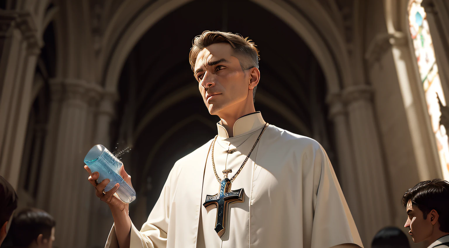 Holy water in hand