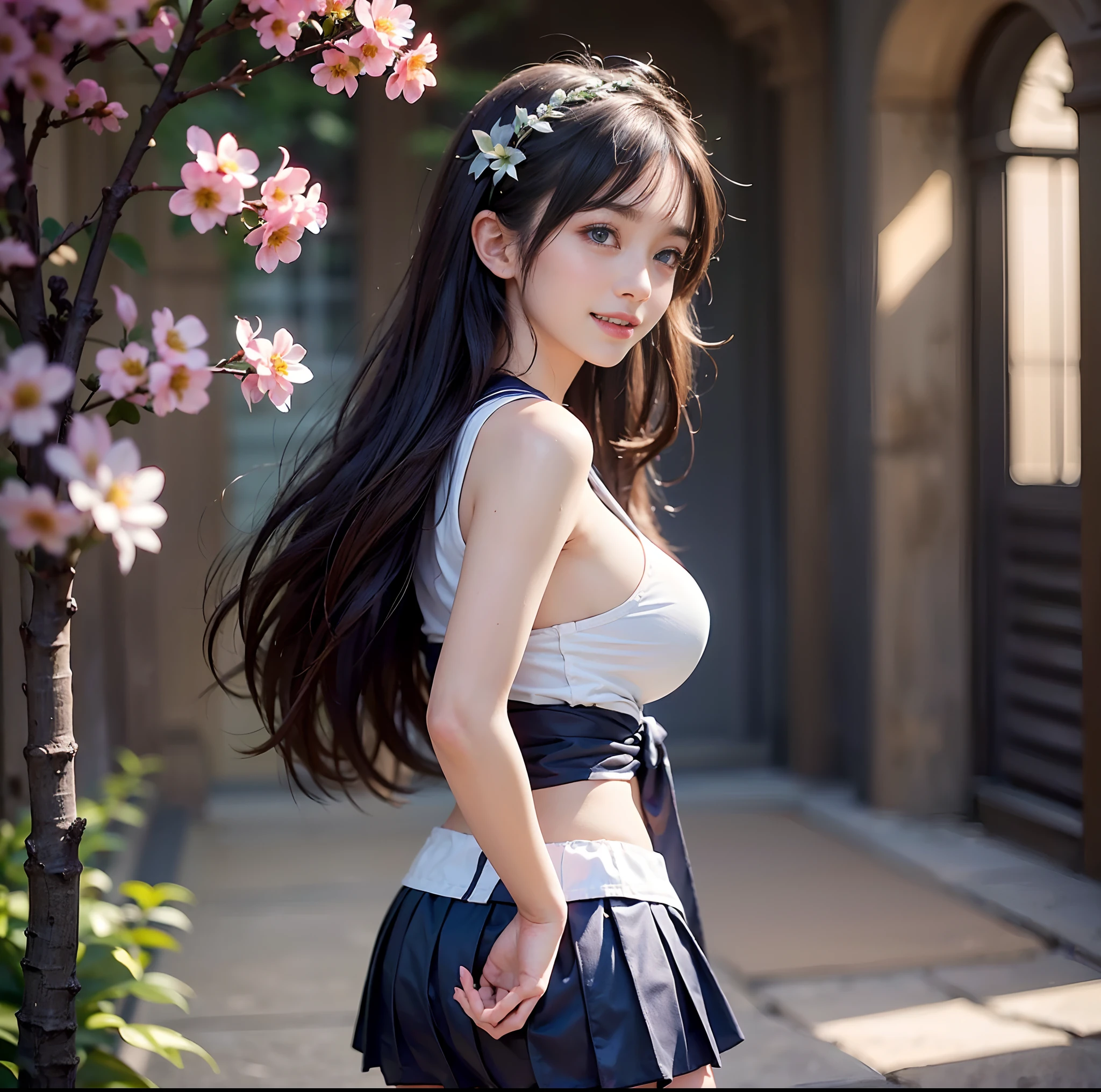high school girl,small breasts,long black hair,beautiful,small breasts