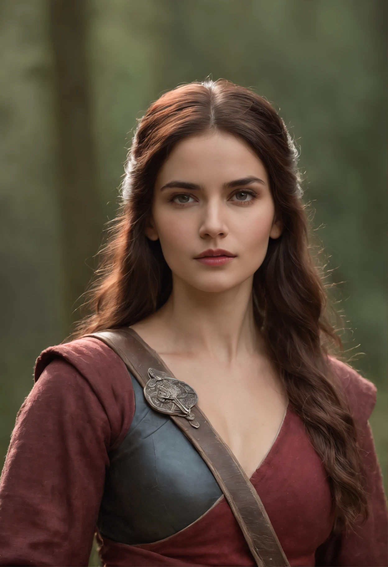 heroine, cabelos vermelhos, olhar forte, armadura em todo o corpo, sword in one hand, pronta para o ataque