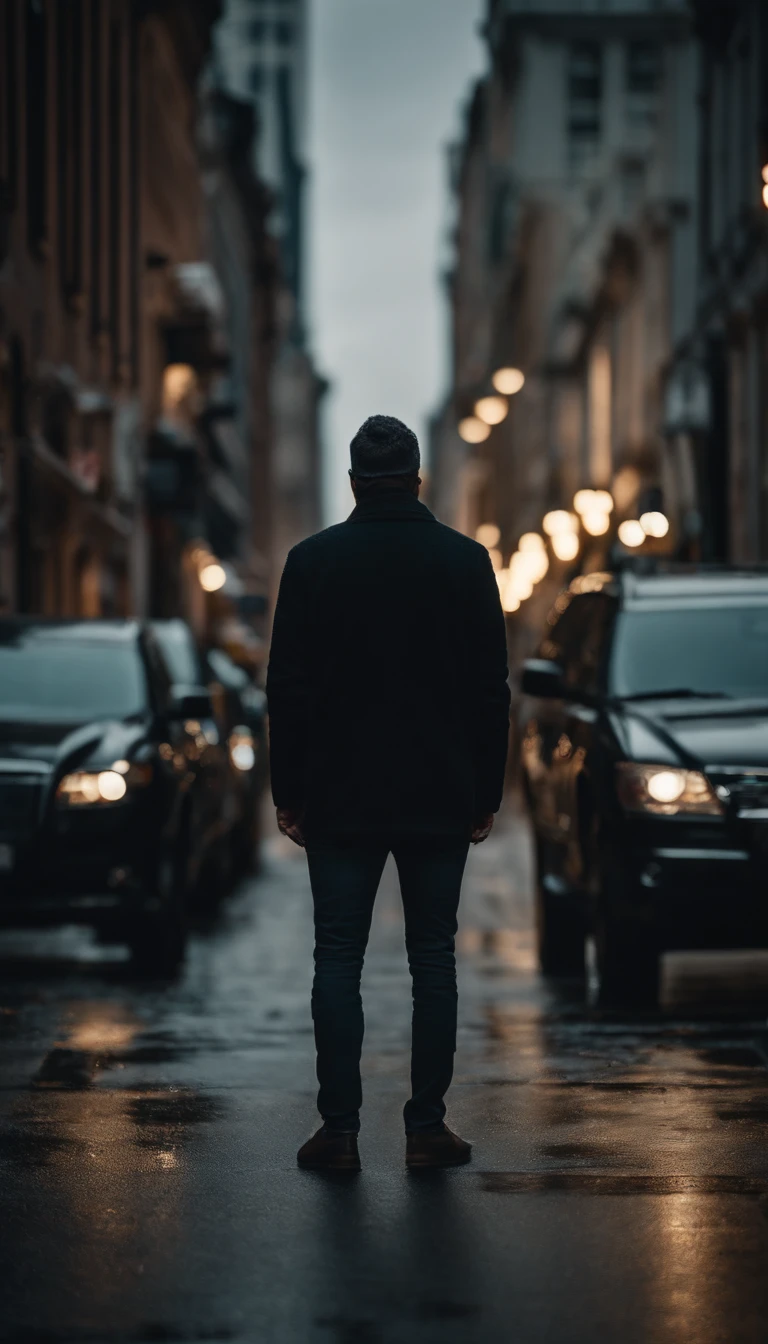 Man in jersey、Standing in the city
