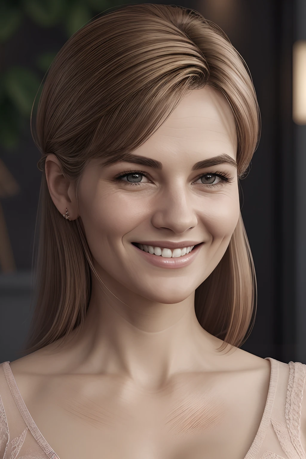 european Aunty   smilling  beautityl dalicate skin  showing, capelli neri mossi  ,Realism,realistic,woman,photorealistic,realism, tette medie, , , sensual, perfect body, , , perfect