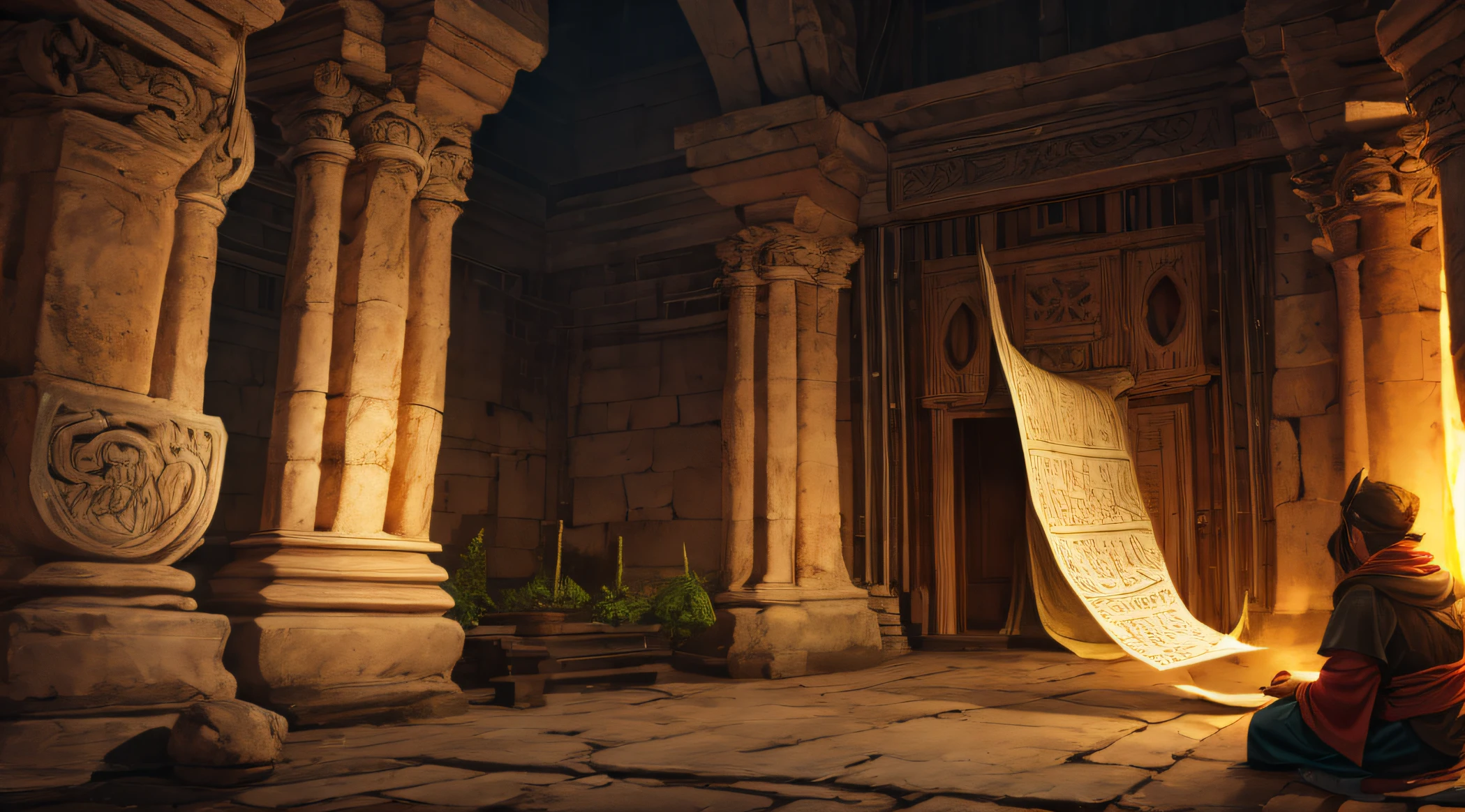 Unveiling secrets: Create an image of an ancient scroll unraveling to reveal hidden knowledge.