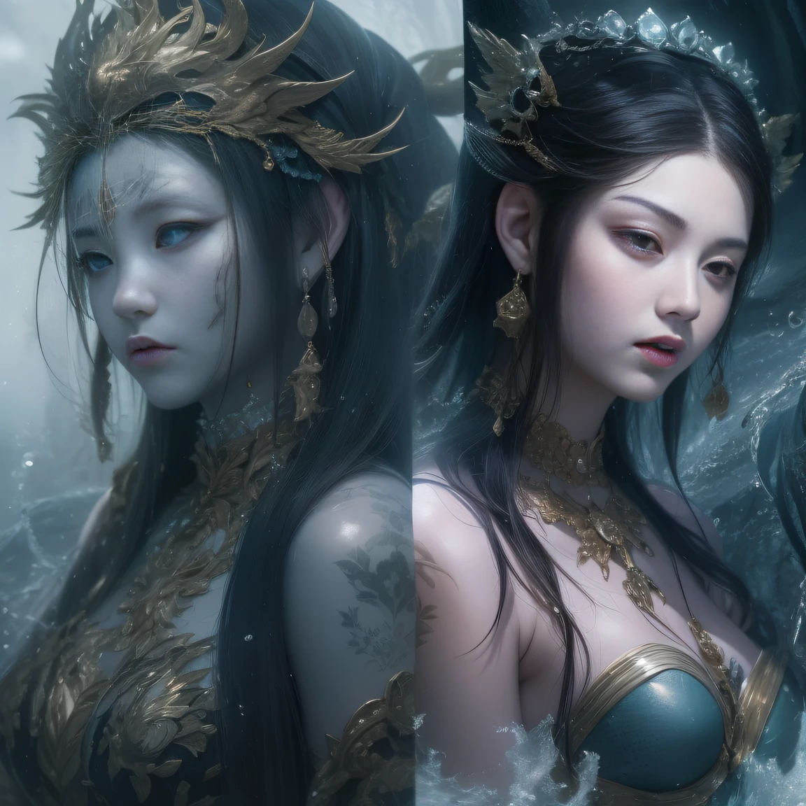 ((Storyboard:1.8, Hyper-realistic_layout))Water Goddess(best qualtiy,8K,Masterpiece)When the goddess of water debuted,Only heard, unseen。 That whistle echoed for a long time,It's like a prelude to impending death。 The image of the great evil man penetrates into the hearts of the people in advance,Become everyone's nightmare。 Wait until the goddess of water appears,Wearing leather,Plus a baseball bat covered with wire,Full of oppression,The water goddess also carefully hides her goodwill。 Because goodwill can become a weakness for survival,Hiding goodness is the way to survive in troubled times。 Zombies are not scary,Humans are terrible。The goddess of water succeeded,Both are for their own protection,It is also to protect companions。 good vs evil,Two sides of the seemingly opposite,But in the goddess of water, There are two sides to the same body。 Face the enemy,The goddess of water is cruel,No mercy。 Face people who want to protect,The water goddess is also very gentle and loving。(Water goddess soldier head)Tattooed with,Smoke billowed out,thin fog,Moonsnow,Flowing black hair,Flowing black hair,Flowing black hair,Flowing black hair,Flowing black hair,Flowing black hair,Flowing black hair,Flowing black hair,Flowing black hair,Flowing black hair,
