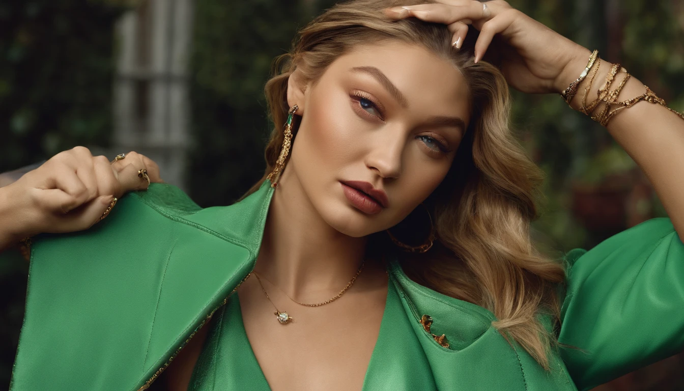 portrait of Gigi Hadid, Gigi Hadid cute , showing with finger hand