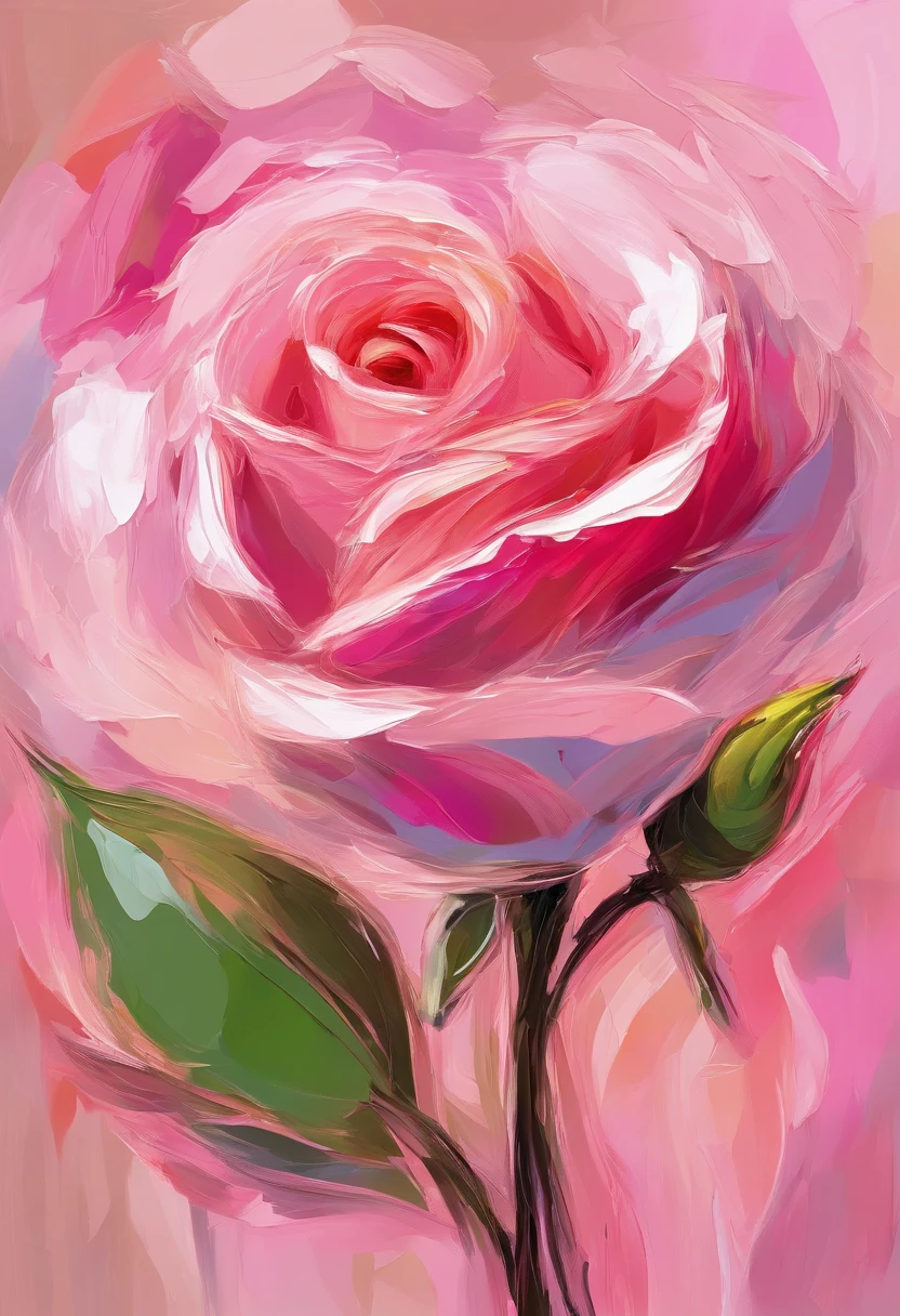 A impasto oil painting of pink rose, closed up, hyper realistic oil painting. masterpiece art work.