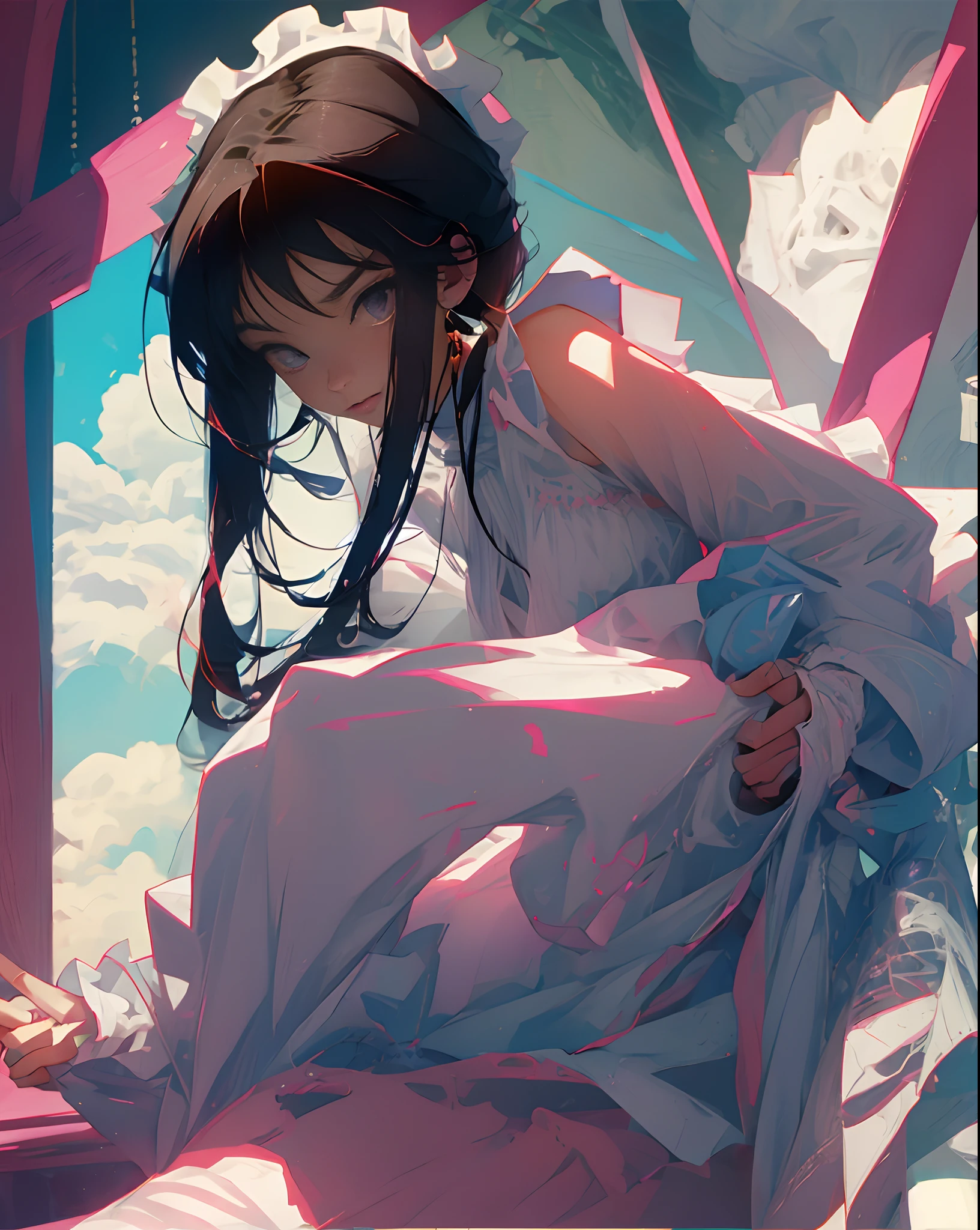 srestrained Cuffed undergarment maid clothes Anime style