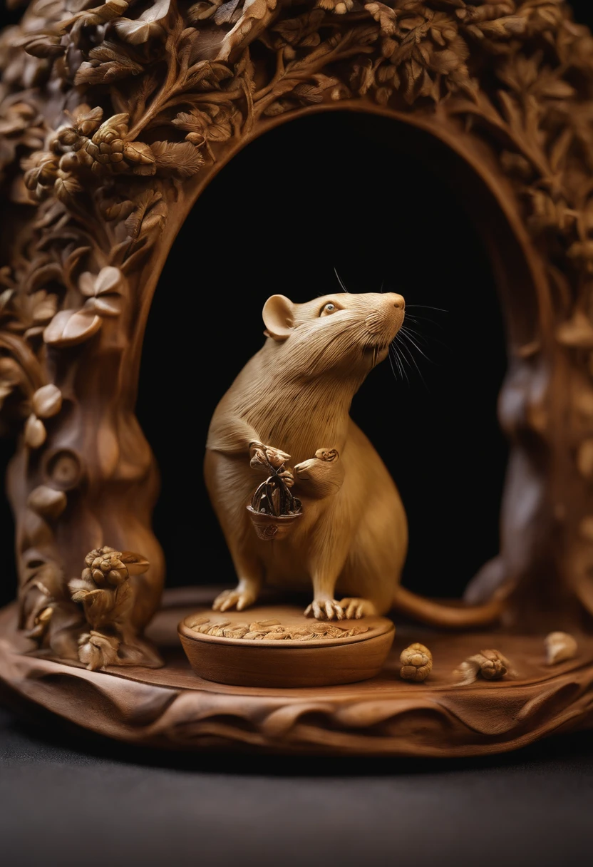 Olive pit carving,Stunning carving,Beautiful,Works of masters,Rats count money