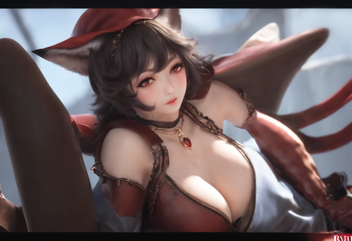 1 girl, Beautiful photorealistic cute Korean beauty blushing, string bikini armor, Shibari, blindfold, major cleavage, breast indentation, slave collar, chain around her neck, roleplay bdsm, high fantasy, gravure, lewd, busty, highly detailed, 8k, high resolution, solo, big juicy lips, thick juicy thighs, makeup, large shiny breasts, gloves, looking at viewer, photorealistic, Cinema 4D, octane render, innovative, sexy, curvy but slender, mystical aura, smokey mist around Ahri, illuminati style, use advanced machine learning to create the perfect succubus waifu Ahri alone sitting in an electric chair, exposed camel toe, vice magazine photography style, trending on Pixiv, trending on civitai, perfect composition, sfw, professional quality, unreal engine