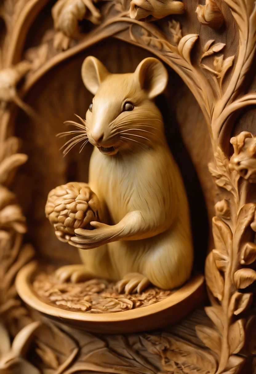 Olive pit carving,Stunning carving,A masterpiece,Works of masters,Rats count money