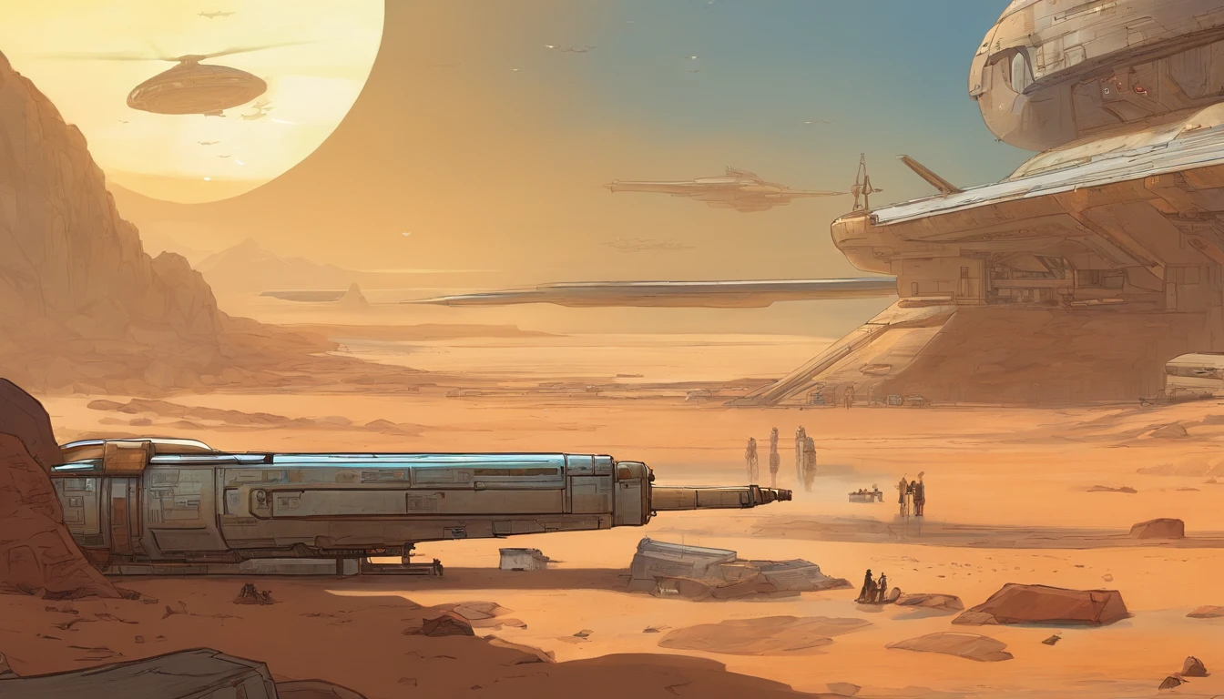 close-up, one man, Imperial Stormtrooper, coming down the gangway, near the ship, ship in the background, planet Tatooine, concept art by Magalie Villeneuve, trending on cg society, antipodeans, reimagined by industrial light and magic, filmstill ""Star Wars"": The Old Republic", concept art by Ralph McQuarrie