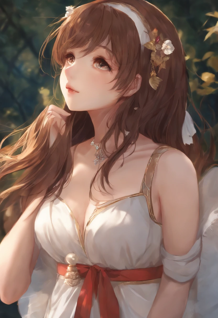 (best quality), 1girl, :D, confused, head tilt, inugami korone, brown hair, dog ears