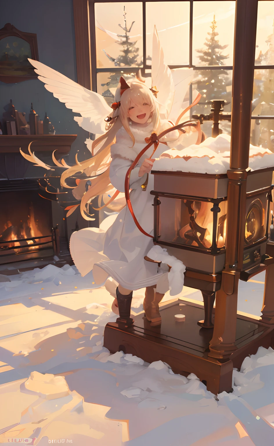 (Best quality,4K,8K,A high resolution,Masterpiece:1.2),Ultra-detailed,(Realistic,Photorealistic,photo-realistic:1.37),Christmas,blossoming,Beautiful,Bright,Flat-chested,Innocent,illustration,in pastel shades,Studio lighting,Sparkling snow,Warm atmosphere,glowing decorations,Happy children,Naughty animals,Winter wonderland,Holiday spirit,Joyful laughter,Cozy fireplace,Lovely gift,peaceful scenery,Frosted windows,magical ambiance